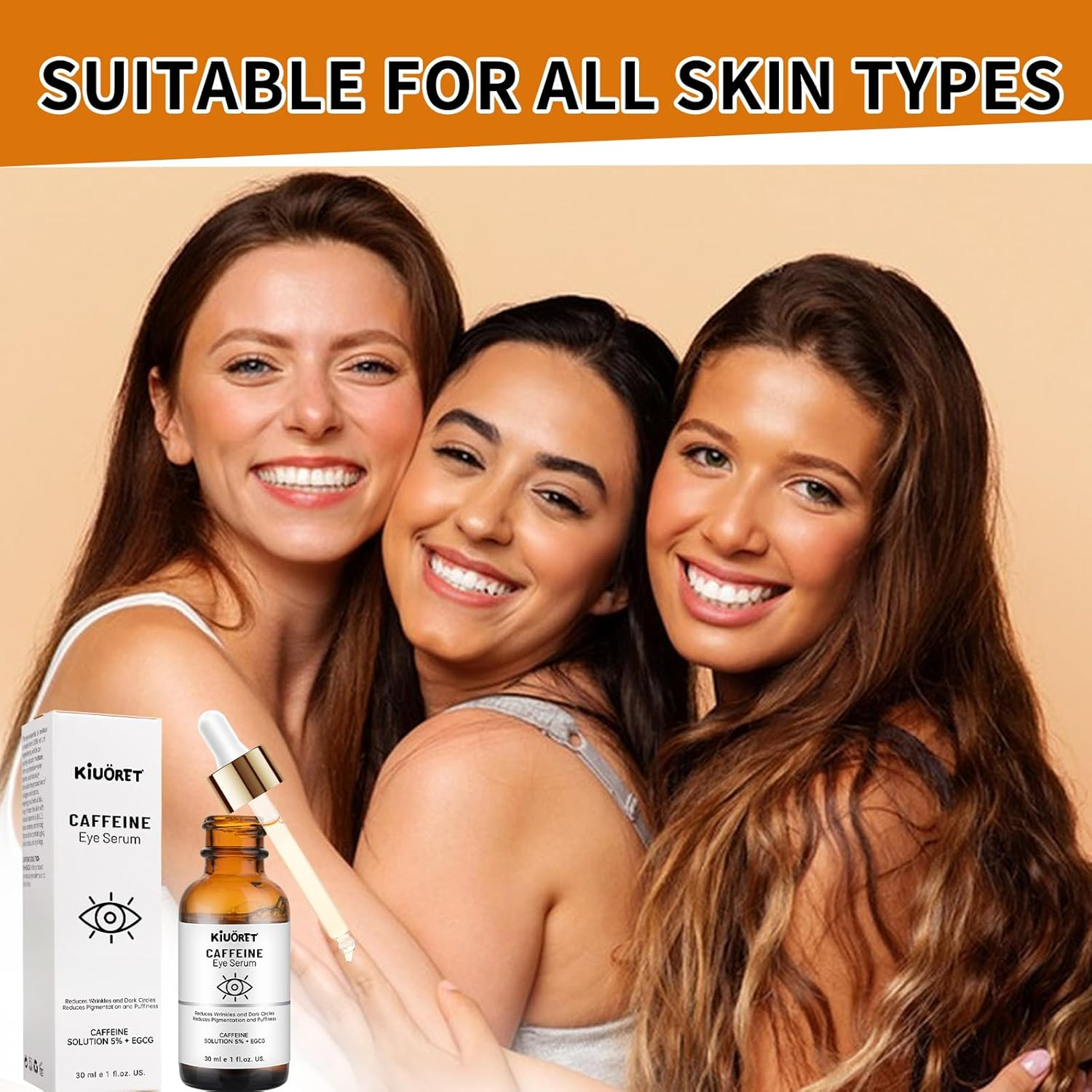 Caffeine Eye Serum with EGCG, 5% Caffeine Solution for Eyes Reduces Pigmentation and Puffiness, under Eye Serum for Dark Circles, Wrinkles and Fine Lines for All Skin Types, 30Ml image number 6