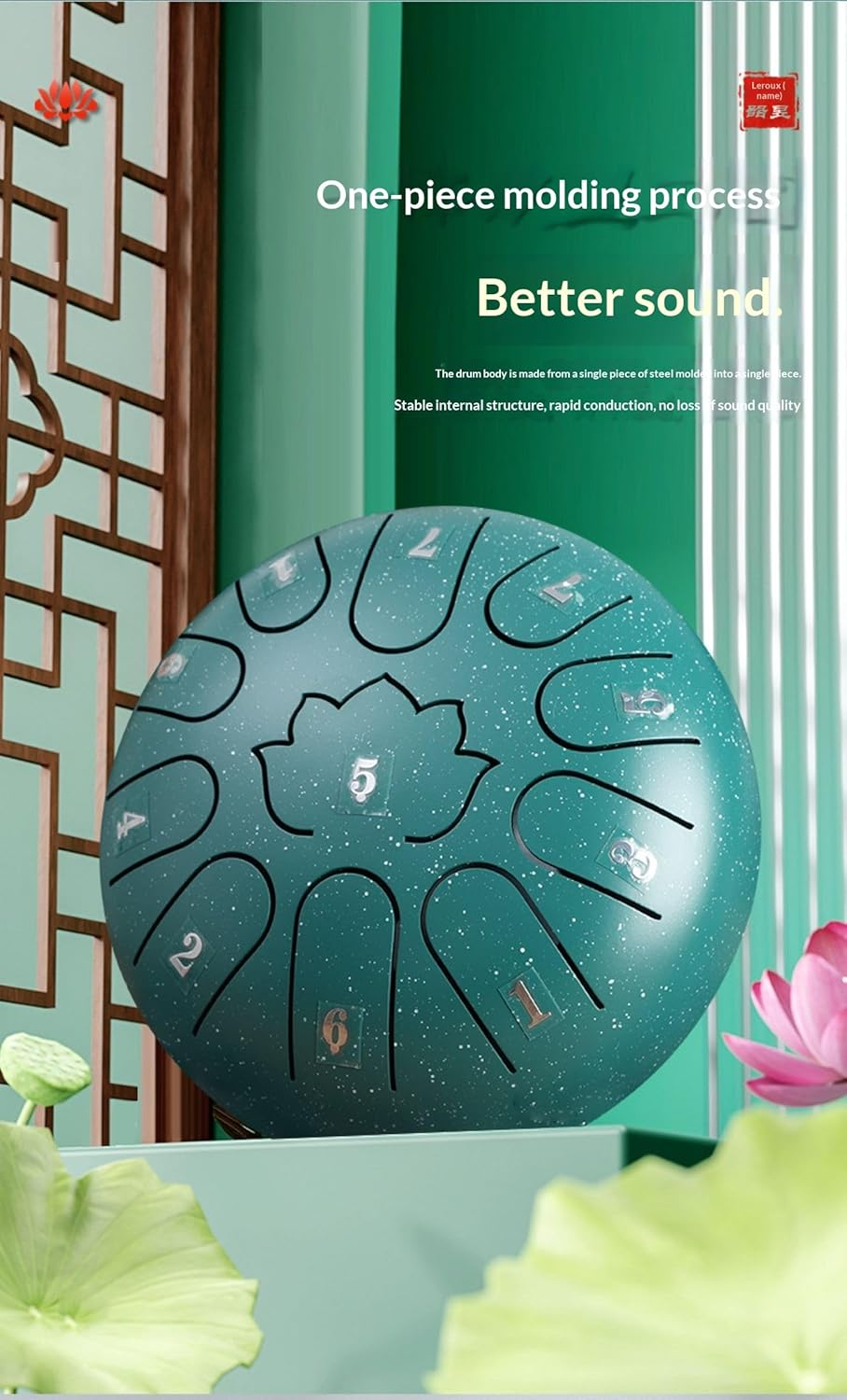 Musical Instruments Rain Drum - 7.09-Inch 11-Tone, Steel Tongue Drum Music Kit（Green） image number 1