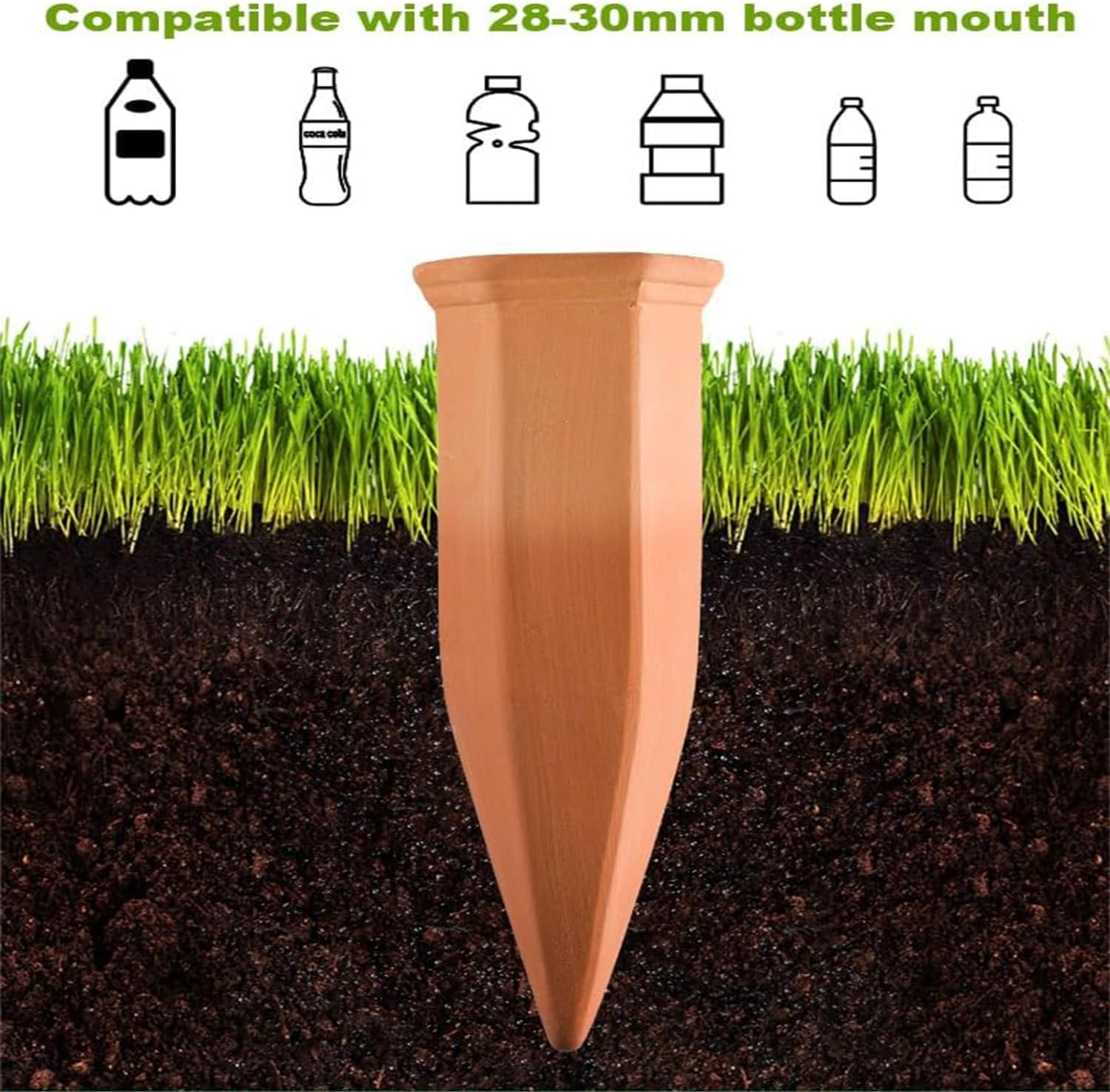 Yharnamite 4 Pcs Terracotta Plant Watering Devices, Plant Watering Stakes, Garden Automatic Plant Dripper for Indoor & Outdoor Plants