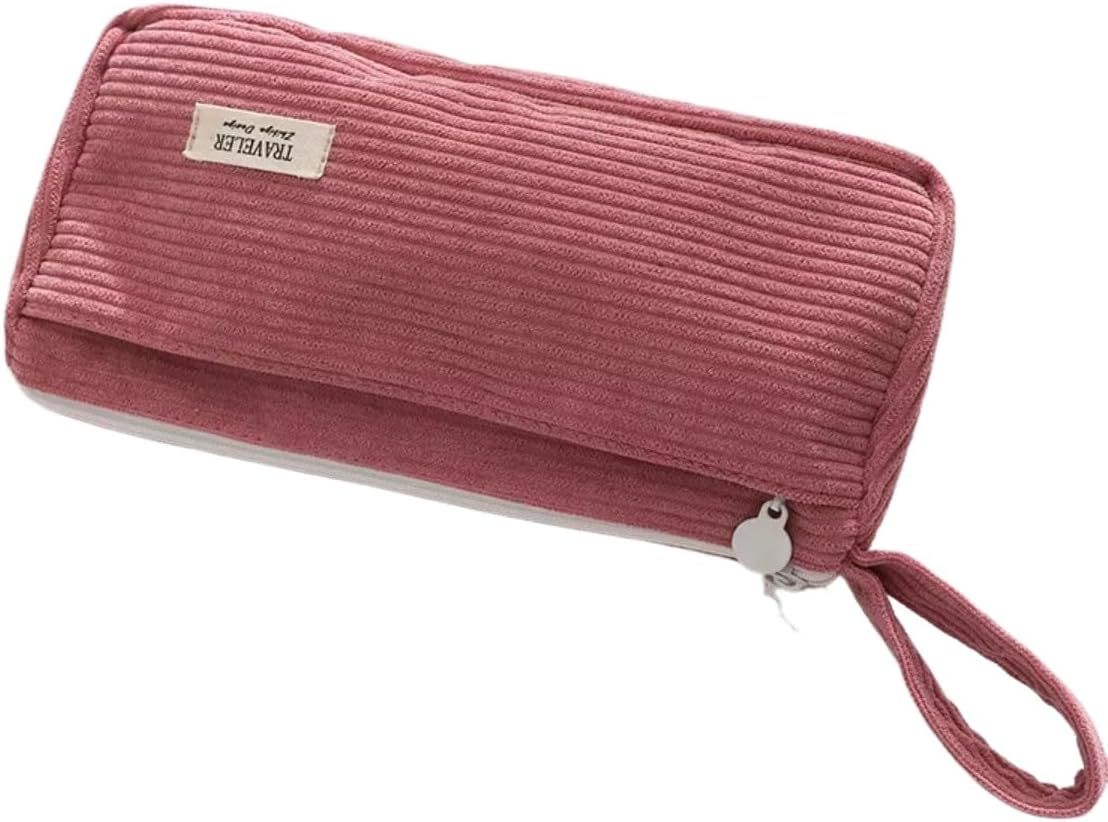 DDPOND Corduroy Makeup Bag Coquette Preppy Cosmetic Bag Case Small Make up Pouch Y2K Preppy Travel Toiletry Organizer (Dark Green) - Blue image number 5