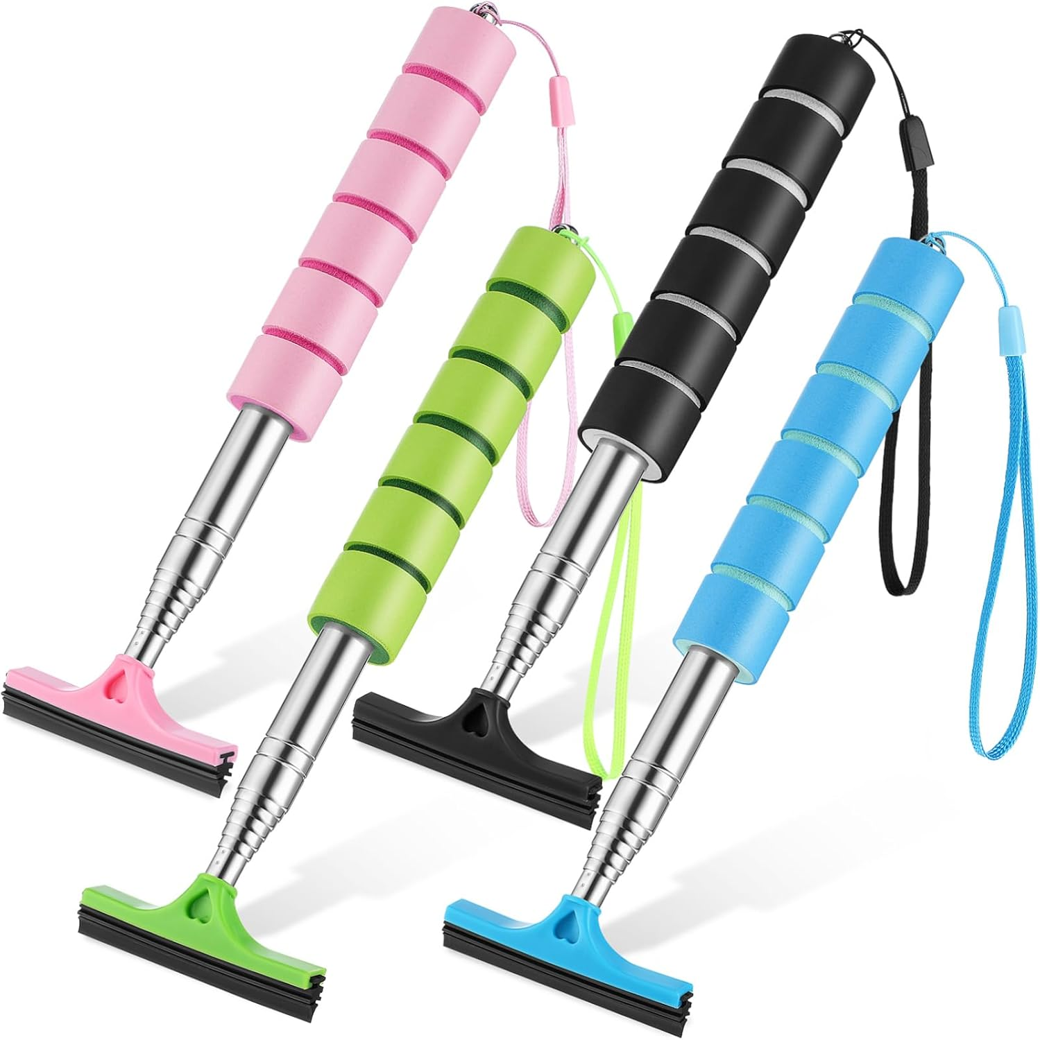 AKOOSY Retractable Car Mirror Squeegees 4Pcs Mini Telescoping Water Wipers for Side and Rear View Mirrors, Compact Car Window Cleaner Set for Automotive Exterior Care image number 1