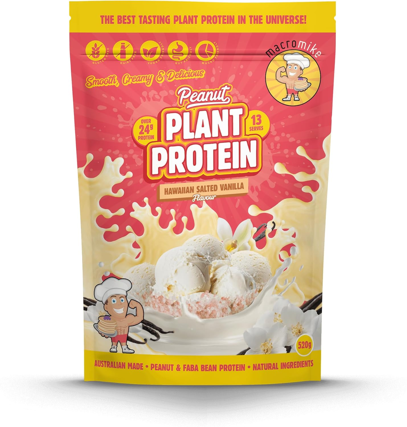 Macro Mike Hawaiian Salted Vanilla Peanut Plant Protein Powder 520 G