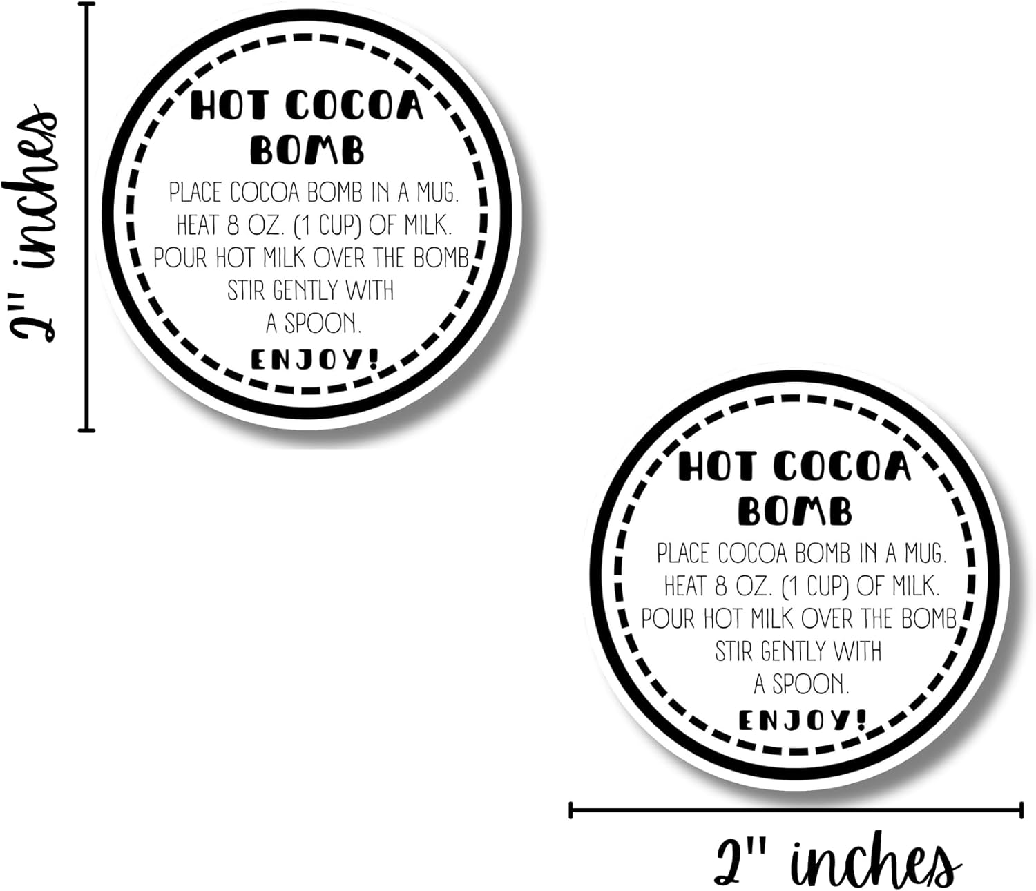 Hot Cocoa Bomb Stickers for Box | 250/Roll Bulk Packaging 2&rdquo; Label Tag Instructions Ingredients for Holiday Christmas Black and White Minimalist image number 2