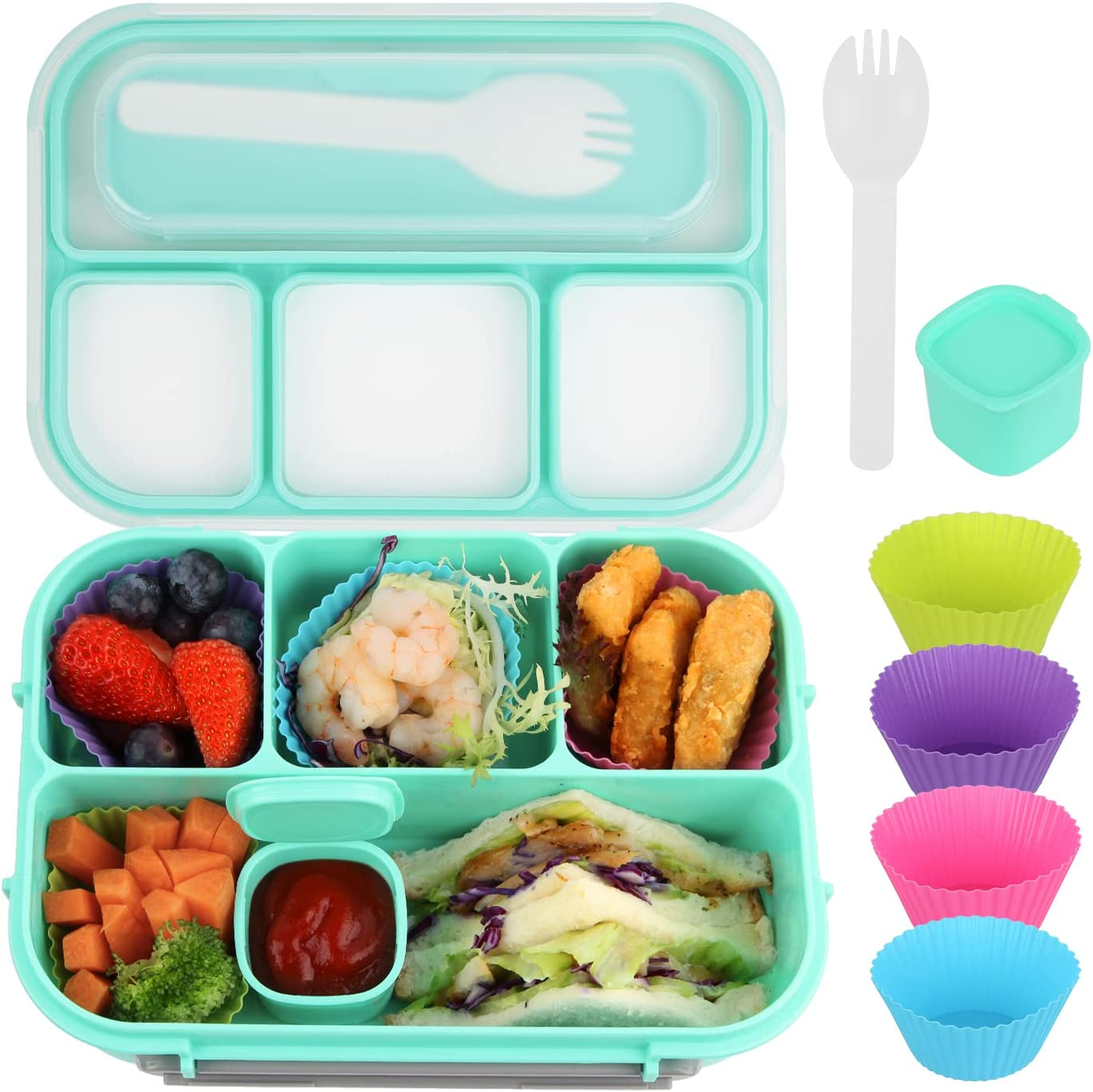 Mamix Bento Lunch Box Adult Lunch Box, Lunch Box Kids, Food Containers for Adults/Kids/Students, 1300ML-4 Compartment Bento Lunch Box (Pink)