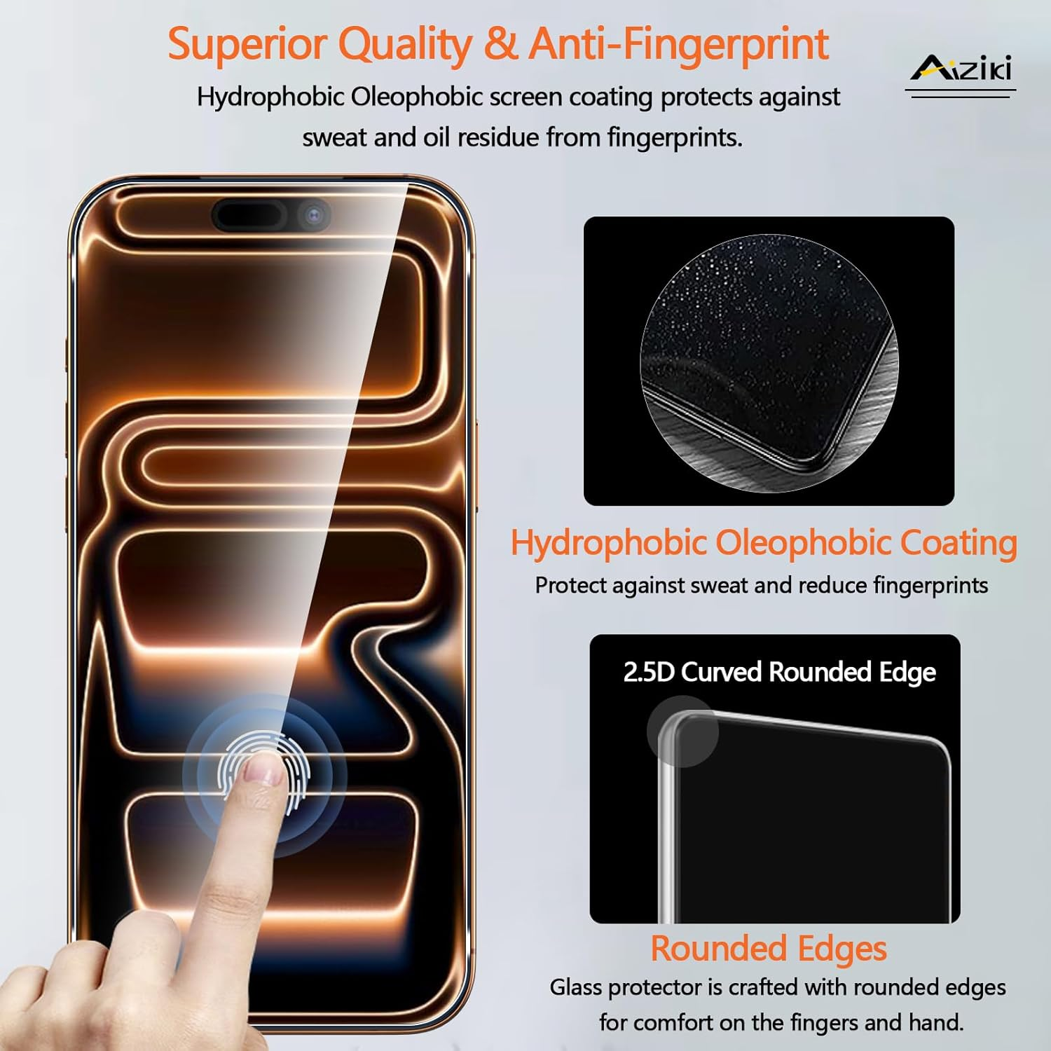 Aiziki Tempered Glass for Iphone 17 Pro Max, Set of 3+3 Screen Protectors and Rear Camera Protection, (0.33Mm HD Ultra Transparent) 9H Hardness Glass Protection for Iphone 17 Pro Max image number 4