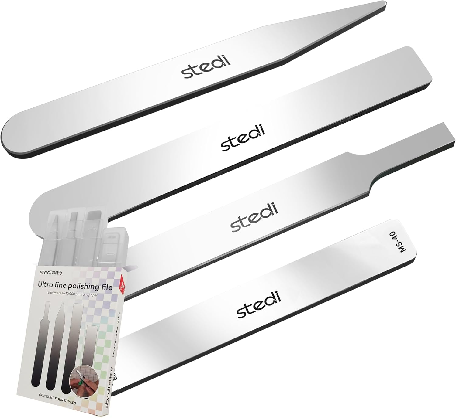 Stedi Hobby Model Polishing Tools 4 PCS, Ultimate Precision Files #10000 Grit Glass Mirror Grinding Tools for Plastic Gundam Models, Wood, Resin-Base Parts. image number 1
