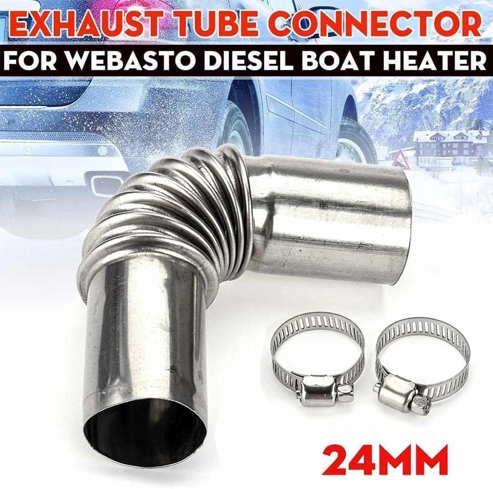 Silver Stainless Steel 24Mm Air Diesel Parking Heater Exhaust Pipe Tube Elbow Connector for Webasto Eberspacher Diesel Boat Heater 13Cm Exhaust Pipes and Tips image number 2
