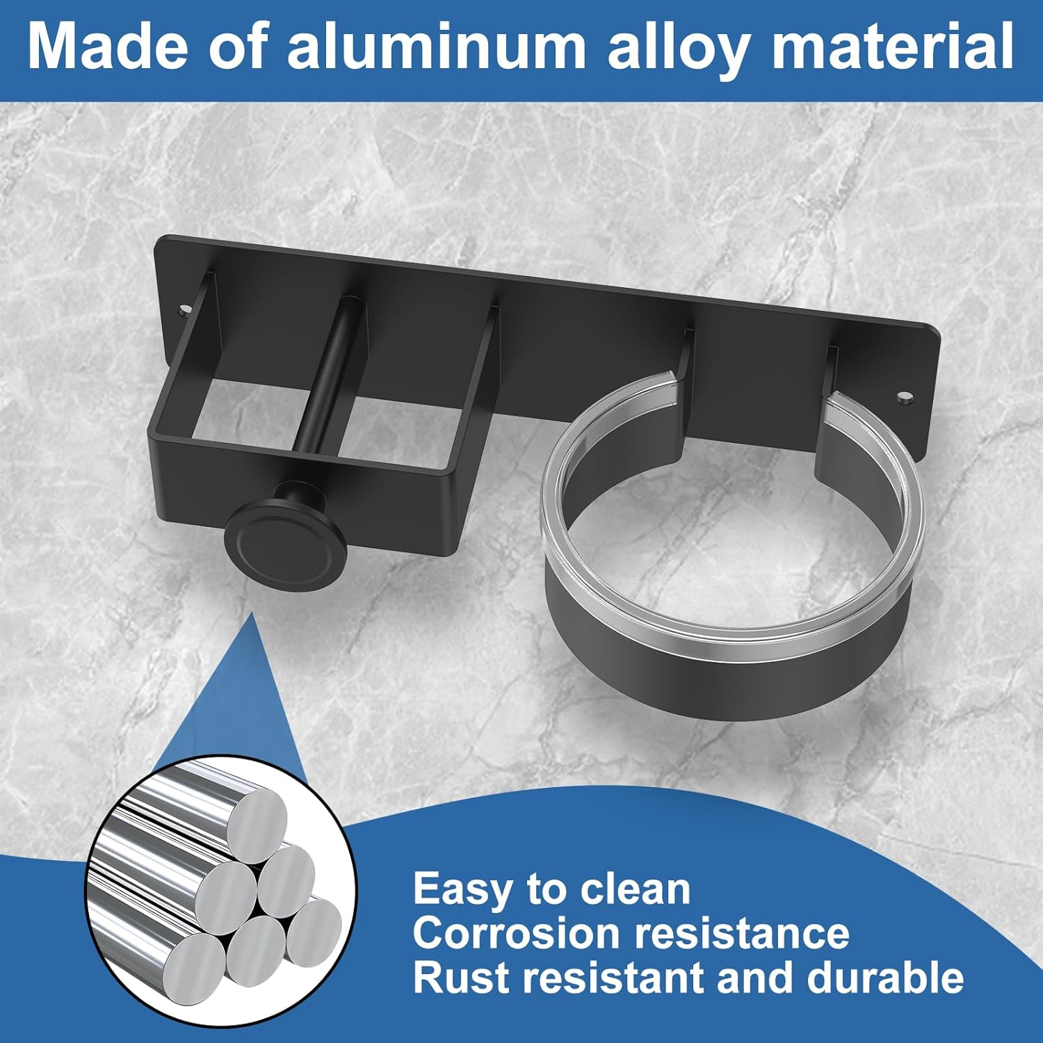 Hair Dryer Holder Wall Mounted Hair Straightener Holder Space Saving Curling Iron Holder Hair Tool Organizer Hairdryer Station Accessories Wall Mounted for Hair Dryer image number 6