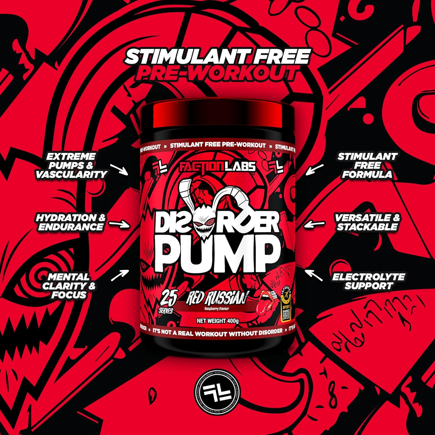 Faction Labs Disorder Pump 25 Serve Red Russian (Raspberry) image number 2