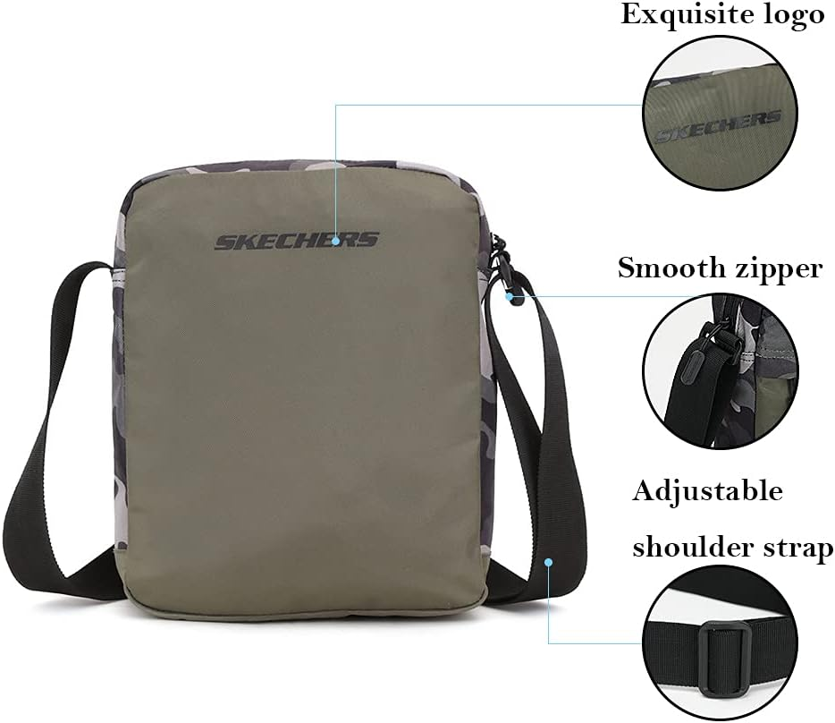 Skechers Waterproof Messenger Bag Casual Crossbody Bag Purse Casual Sling Pack for Work Outdoor Shoulder Bag Wallet Bag for Men & Women & Student Suitable for Hiking, Cycling and Outdoor Play image number 5