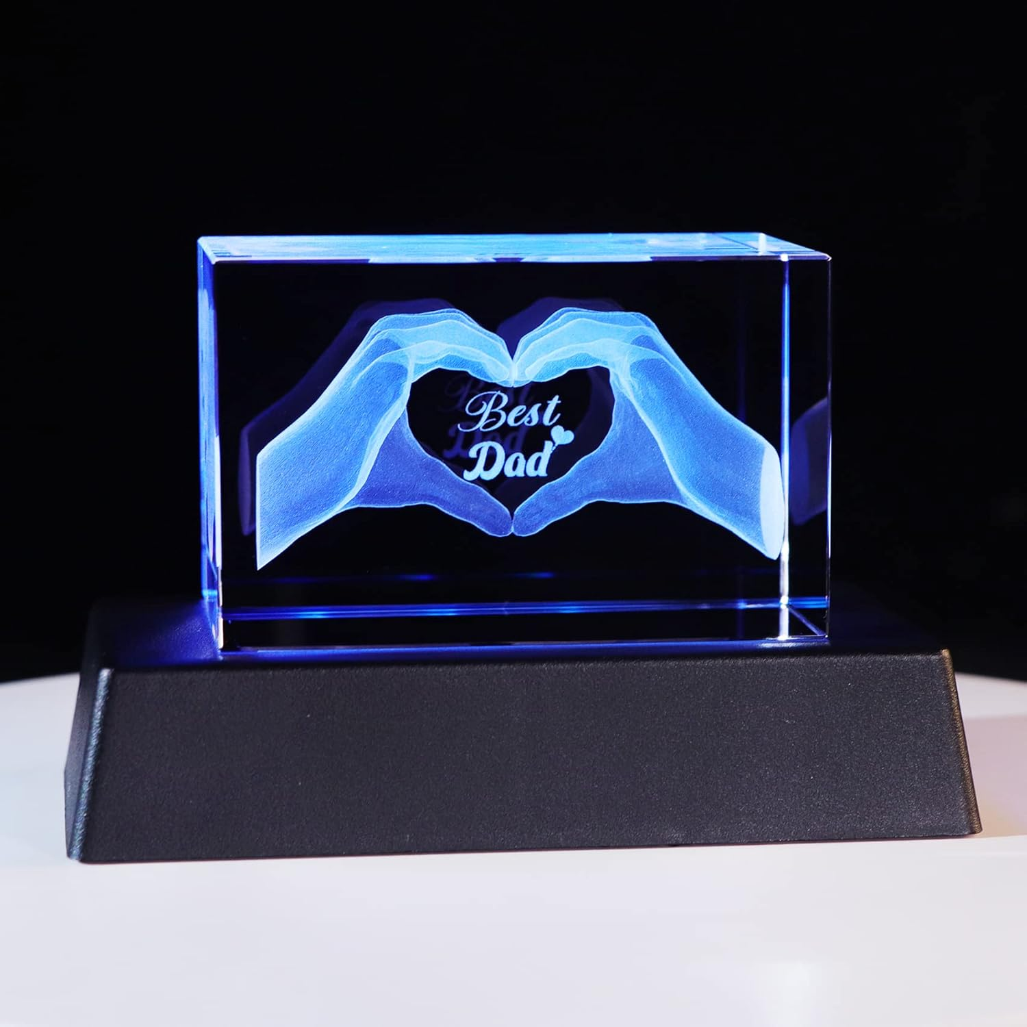 Crystal Best Mum Birthday Gifts Figurines, Glass Engraved 3D Heart in Hands Funny Night Light Ornament for Mummy on Christmas, Love Keepsake Presents for Mother'S Day from Daughter or Son