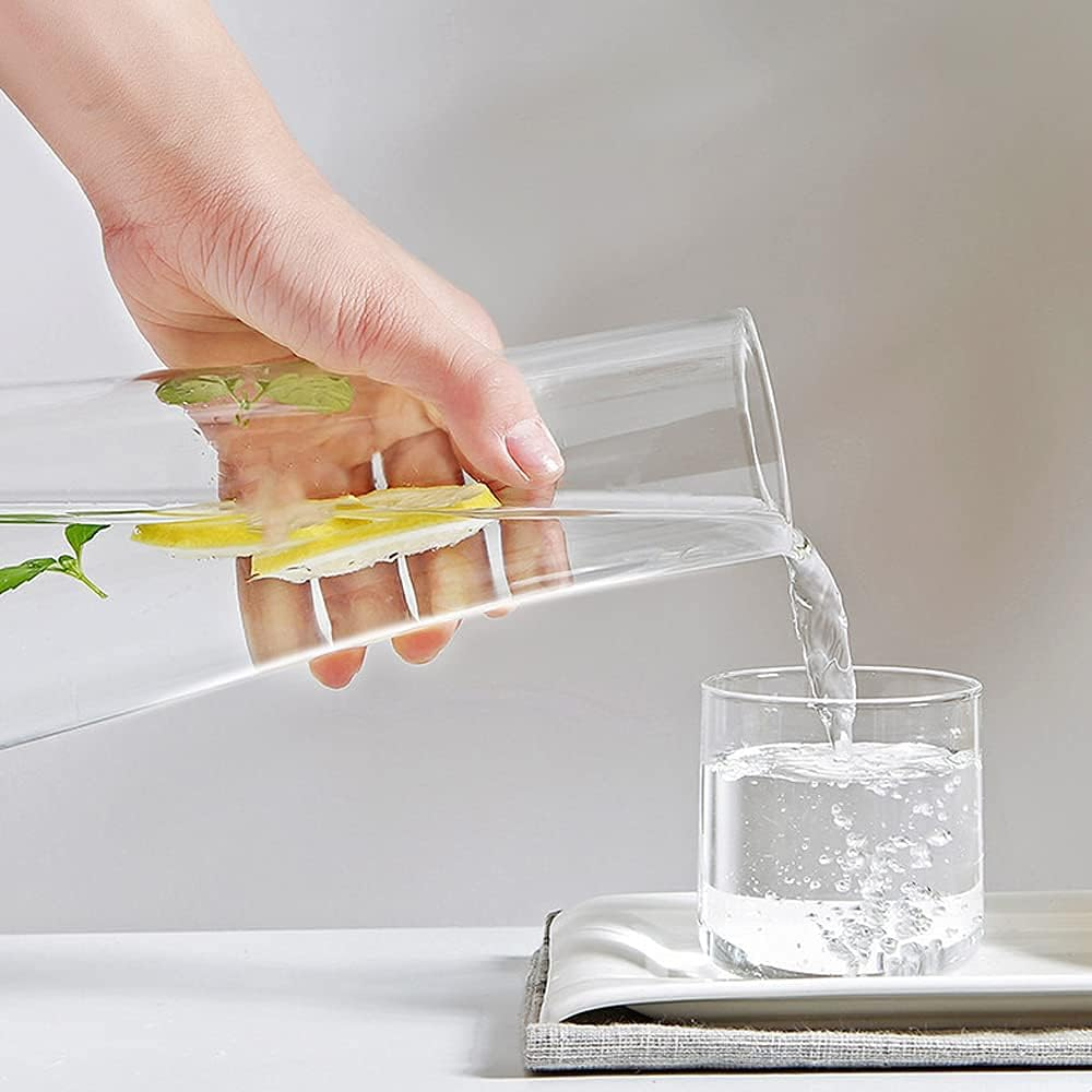 ZILJJ Clear Bedside Water Carafe Set with Tumbler Glass for Bedroom, Bedside Night Water Carafe Set with Glass, Mouthwash Decanter for Bathroom, Water Carafe with Cup for Nightstand (30 Oz/850Ml) image number 4