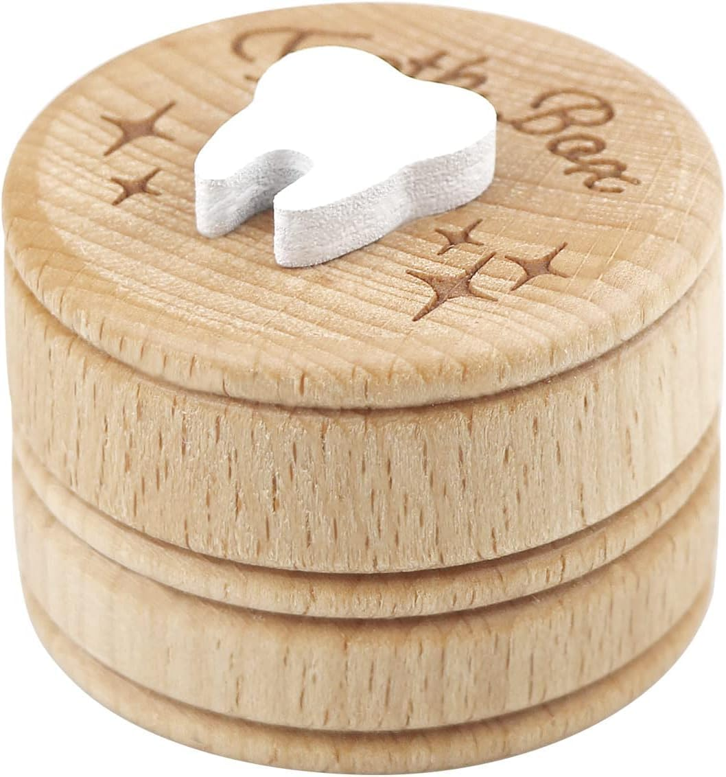 Wooden Tooth Fairy Box Dropped Tooth Keepsake Storage Box for Boys and Girls Cute Lost Tooth Holder Toddler Teeth Case image number 4