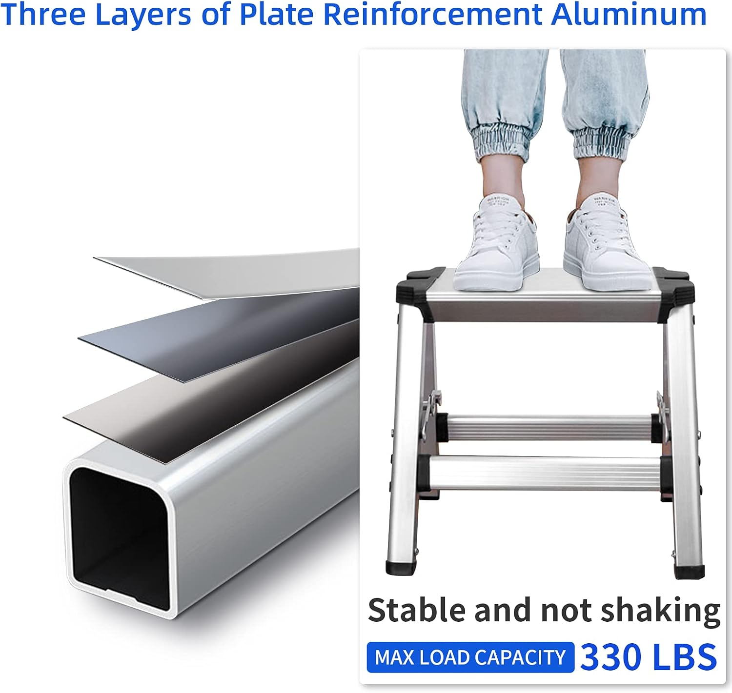 Folding Step Stool Small Foldable Step Stool One Step Ladder with 330 Lb Large Loading Capacity for Kitchen, Bathroom, Closet, Garage, Garden image number 6