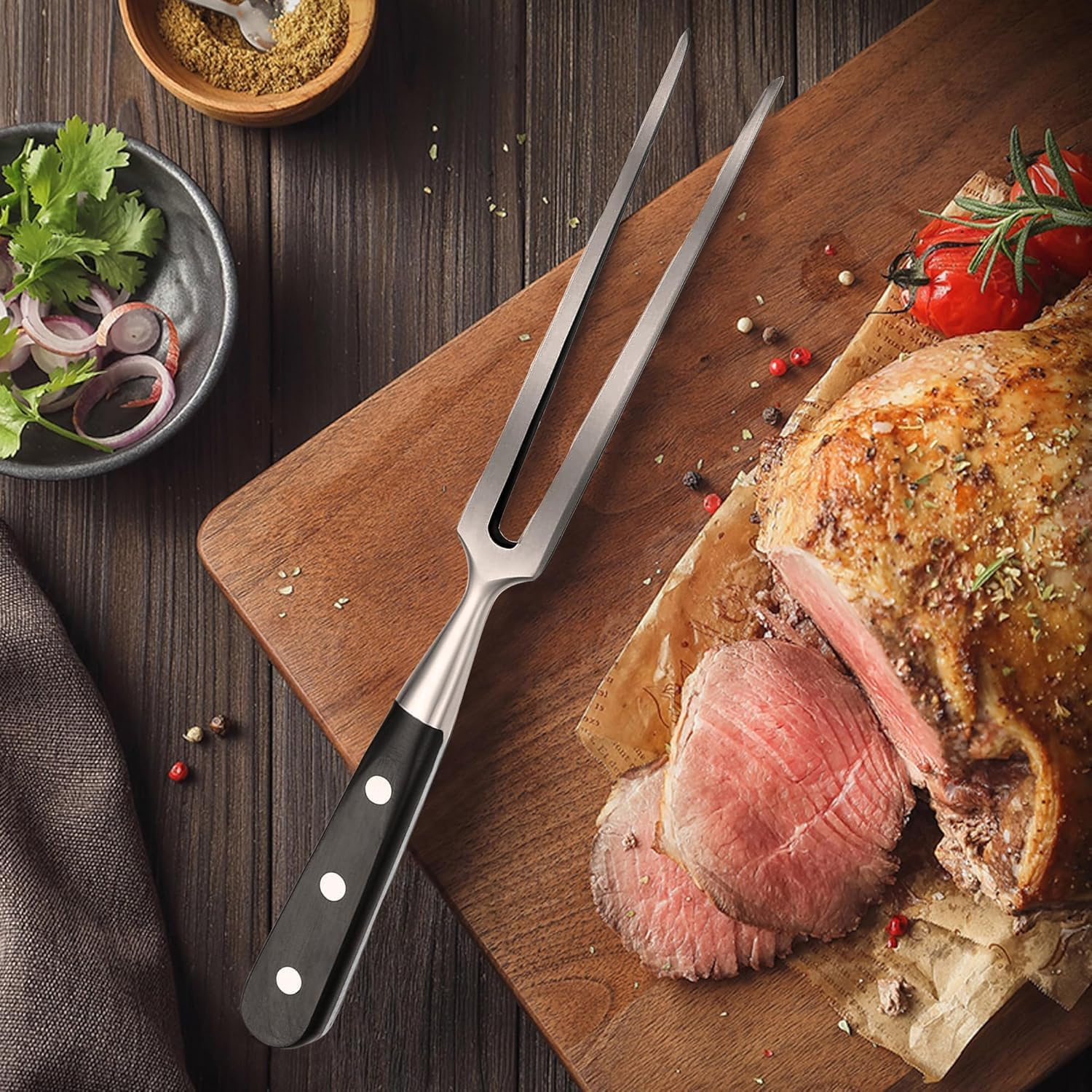 2 Pcs Carving Forks,Stainless Steel Carving Fork Barbecue Fork BBQ Tools,Anti-Fatigue Handle,Meat Forks for Kitchen Barbecue Grilling (11 Inch) image number 2