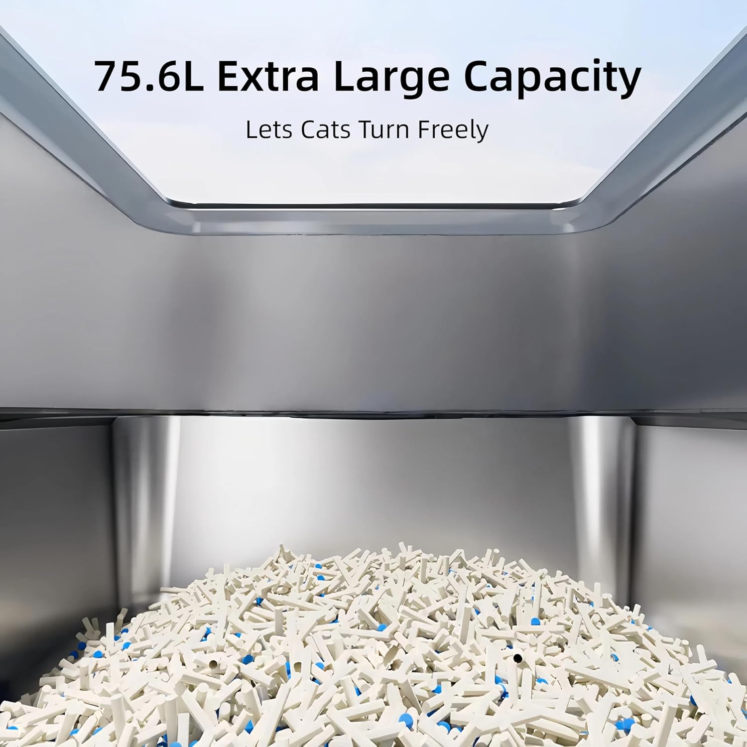 Stainless Steel Cat Litter Box with Lid, 60 * 40 * 31.5Cm Extra Large Litter Box for Big Cats, Metal Litter Pan High Sided, Anti-Urine Leakage, Easy Cleaning, Include Scoop image number 4