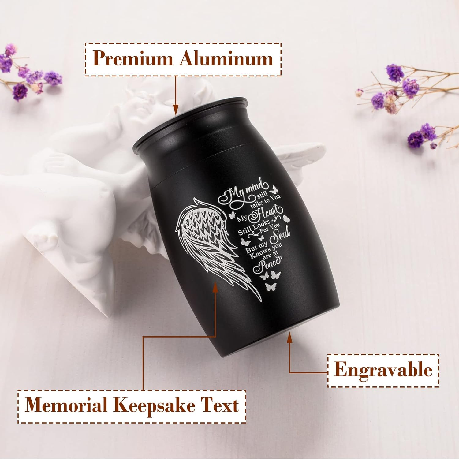 Small Urns for Human Ashes Aluminum Mini Urn for Ashes Wing Small Cremation Urn Memorial Keepsake Ash Holder-My Mind image number 6