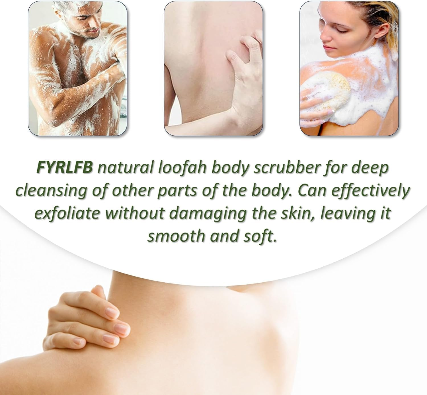 2Pcs Natural Loofah Sponge, Premium Exfoliating Body Scrubber for Women & Men Ideal Shower Scrubber for Body Perfect for Exfoliation, Cleansing, and Gentle Skin Care (White) - White image number 5