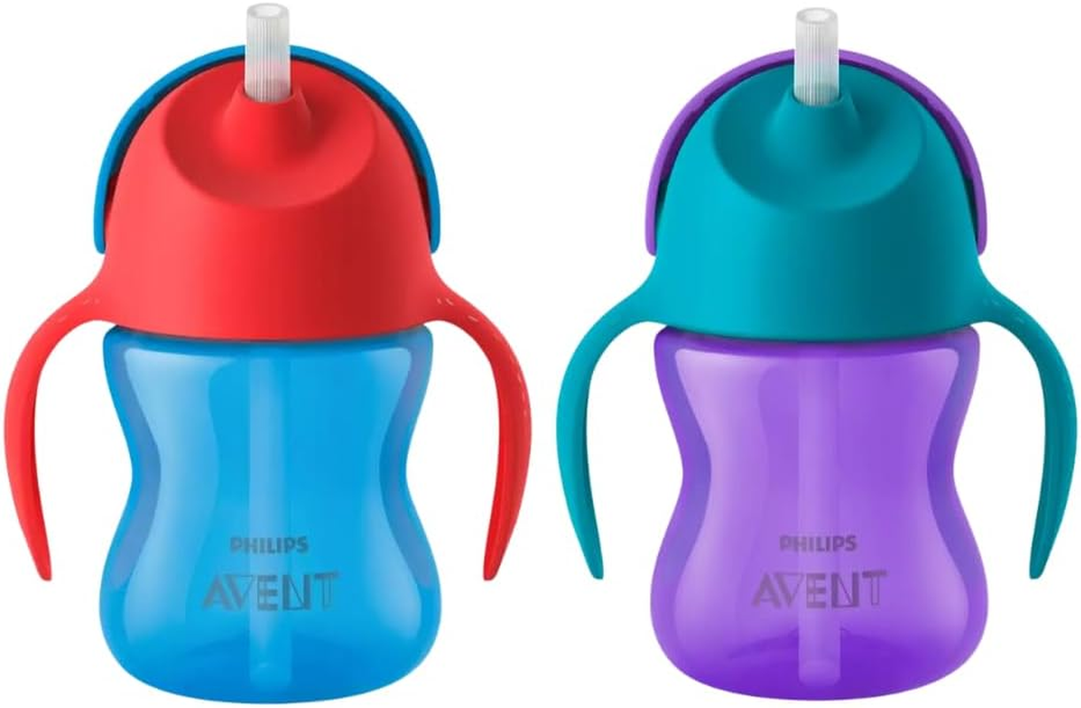 Philips Avent Bendy Straw Cup with Handles, 200Ml, SCF796/00, Purple/Green or Red/Blue image number 2
