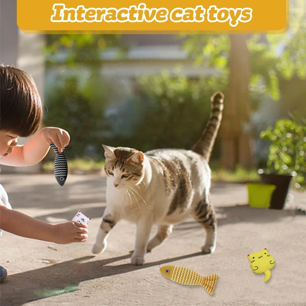 4 PCS Cat Catnip Fish Toy Set - Soft Kicker Toys + Linen Chew Toys + Adorable Fish Pillow, Interactive Play Toys for Cats & Kittens image number 4