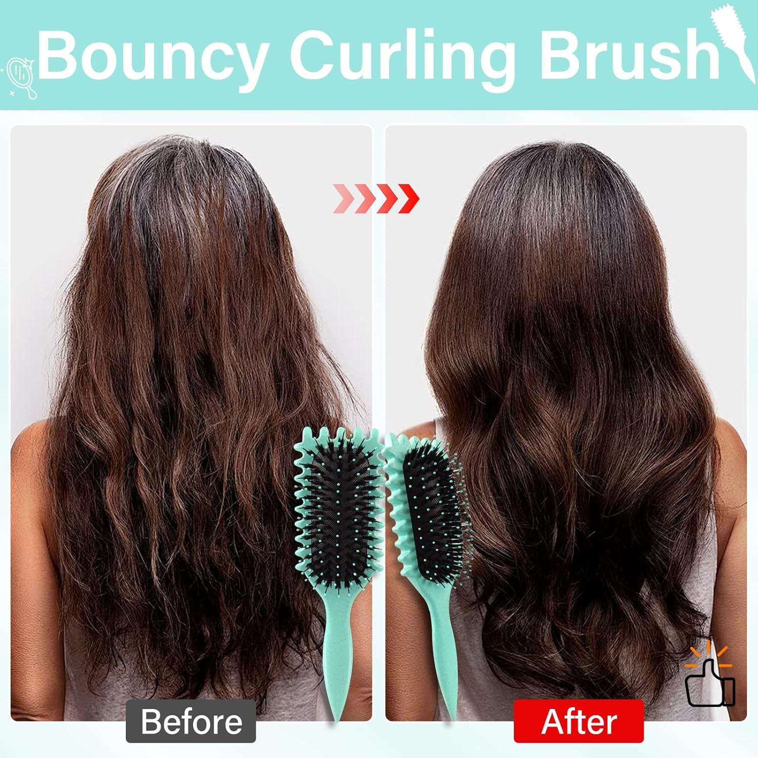 Curl Hair Brush for Detangling Curl Define Styling Brush for Curling Design Boar Bristles Hair Brush for Combing and Shaping Men and Women Hair Dryer image number 5
