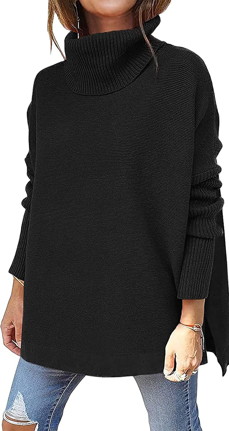 Vbcdwa Women'S Jumpers Batwing Long Sleeve Pullover Oversized Turtleneck Sweater Knitwear