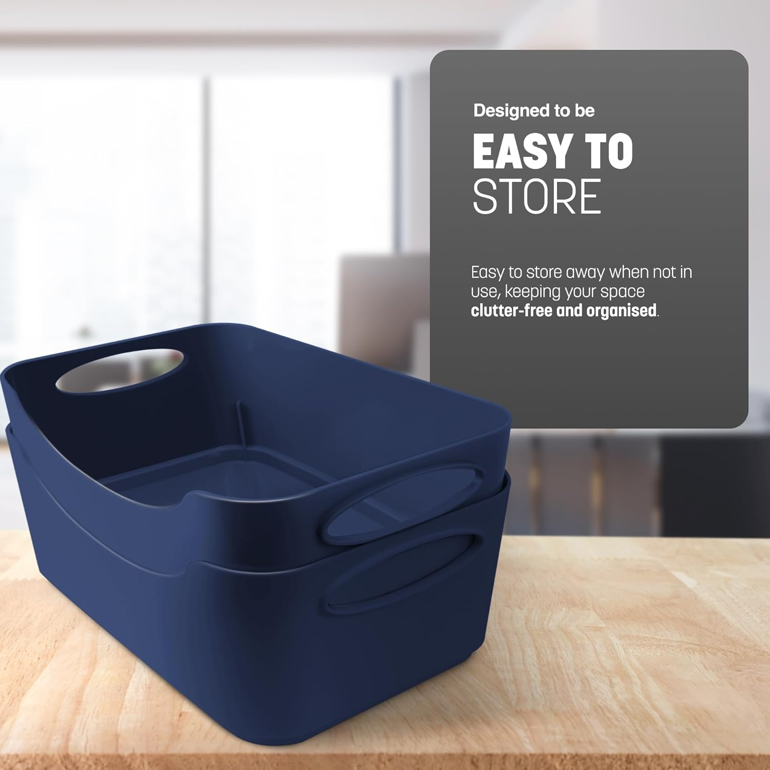 KEPLIN Plastic Studio Basket - Container Boxes for Storage Organising in Home or Office - Suitable for Shelfs Drawers Laundry Cupboard (Navy, Set of 6) image number 6