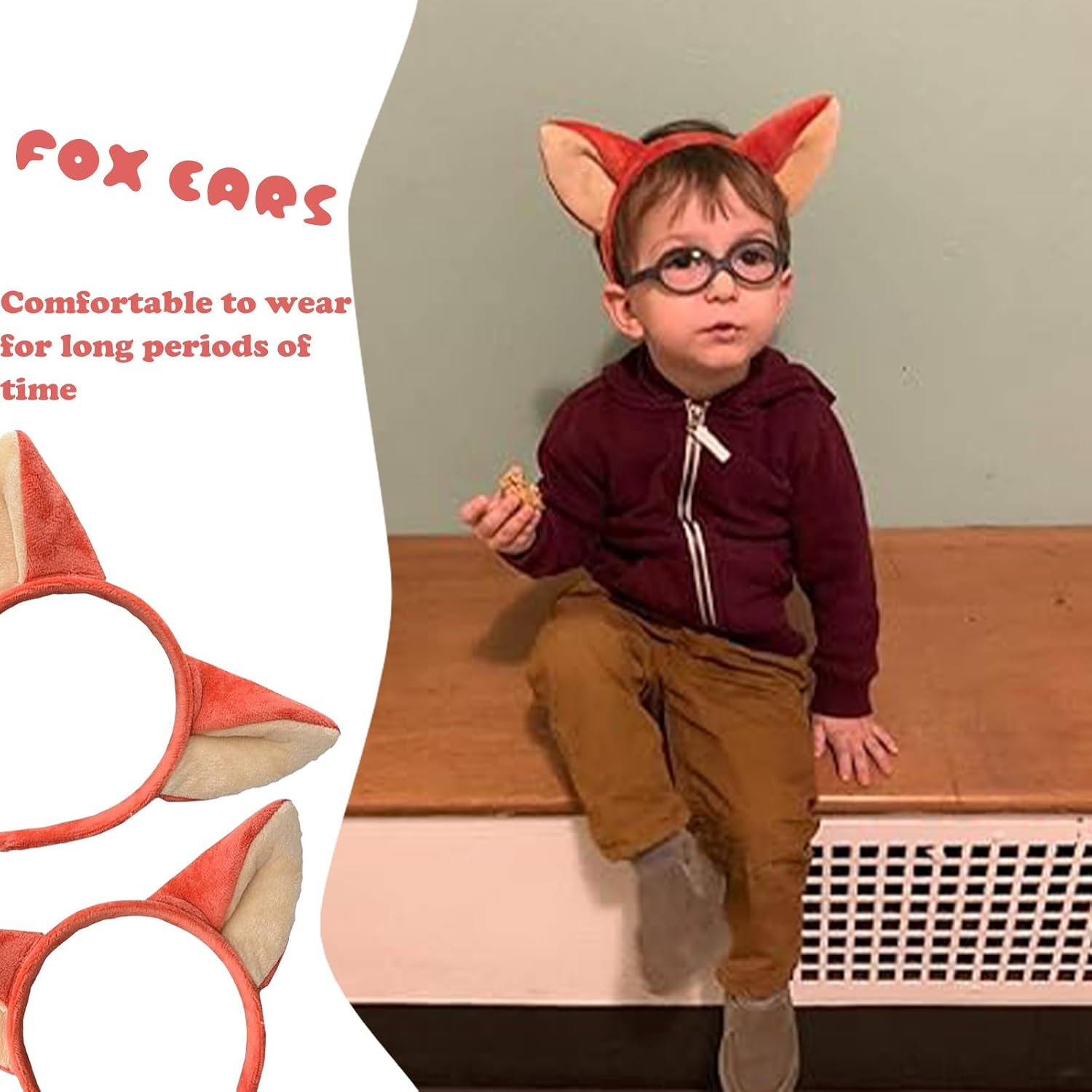 Fox Ears, Fox Ears Headband, Cartoon Fox Plush Animal Ears Cartoon Club Christmas Party Cosplay, for Christmas Decorations Fancy Dress up Fox Cosplay Costume image number 4