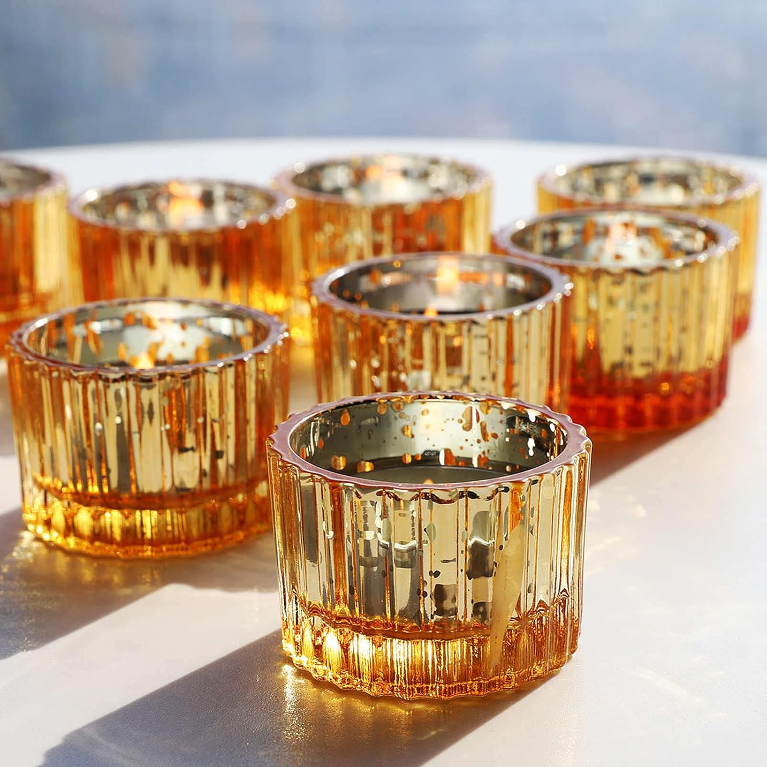 VOHO Tealight Candle Holder Set of 24, Glass Tea Lights Candle Holder for Birthday Decorations, Crystal Clear Candle Holders for Table Centerpiece(2 in X 1.4 In, Clear)