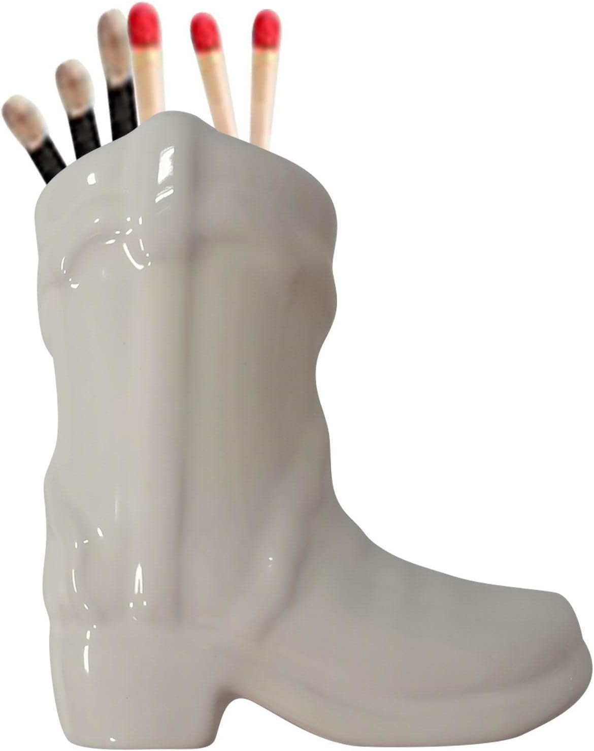 Boot Matchstick Holder - Long Match Sticks Holder - for Candle Fireplace Kitchen Long Match Stick Holder with Bottom Igniter Borato