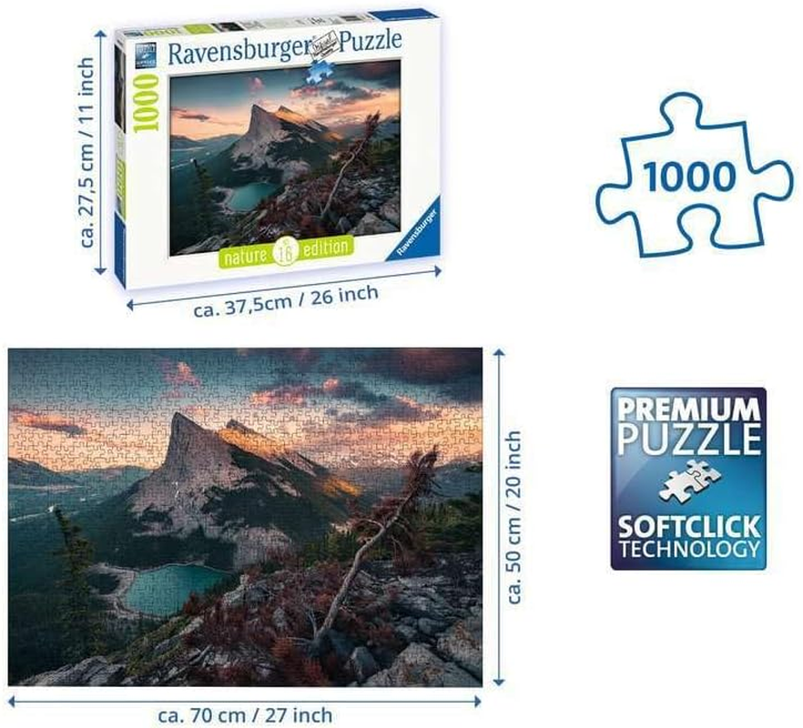 Ravensburger - Evening in the Rocky Mountains 1000-Piece Jigsaw Puzzle for Adults, Scenic Nature Puzzle image number 4