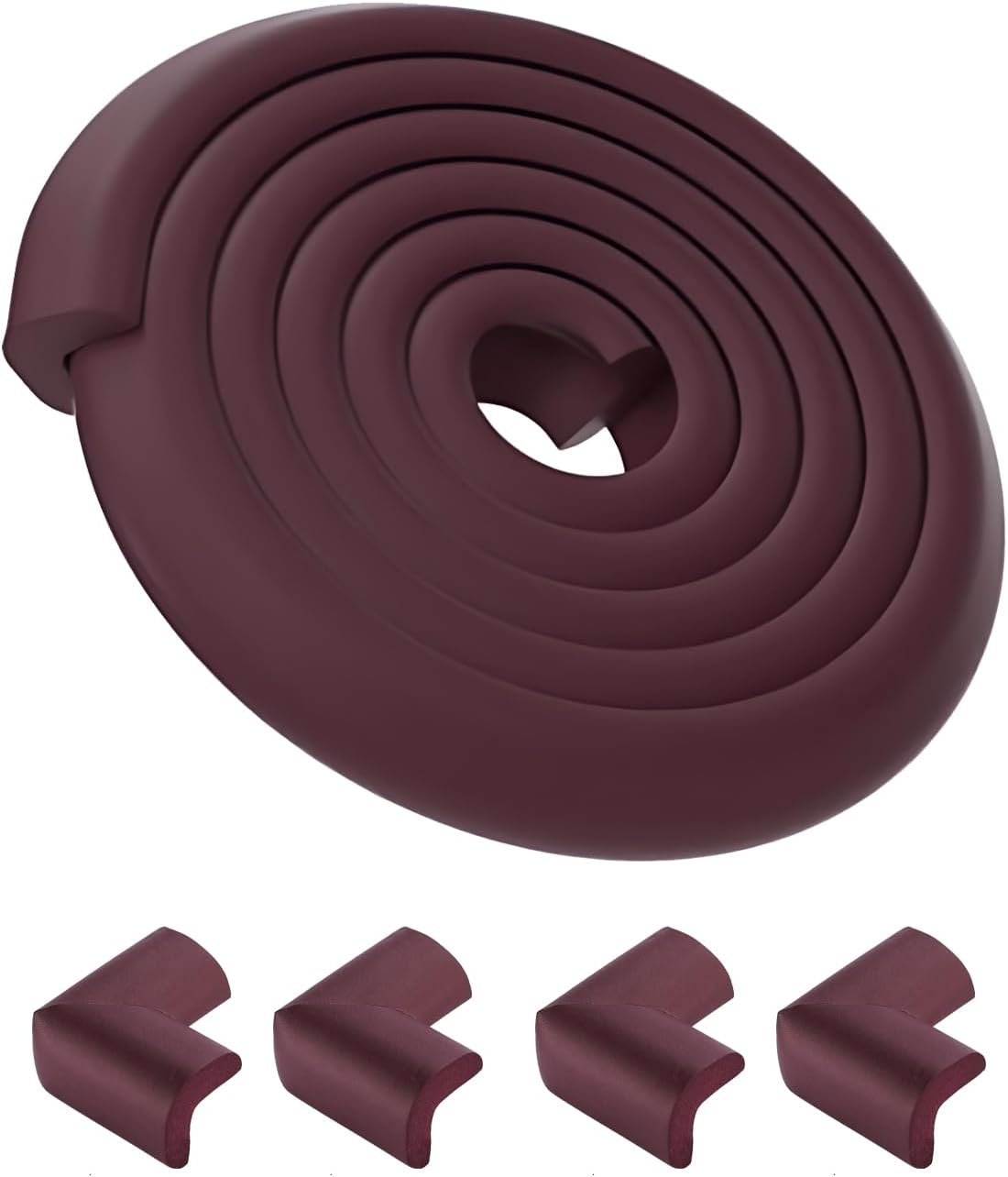 Aedlcal Edge Corner Protector, Baby Proofing Furniture Edge Protector Strip with 4 Corner Guards, Soft Rubber Foam Cushion, Brown, 16.4Ft/5M image number 2