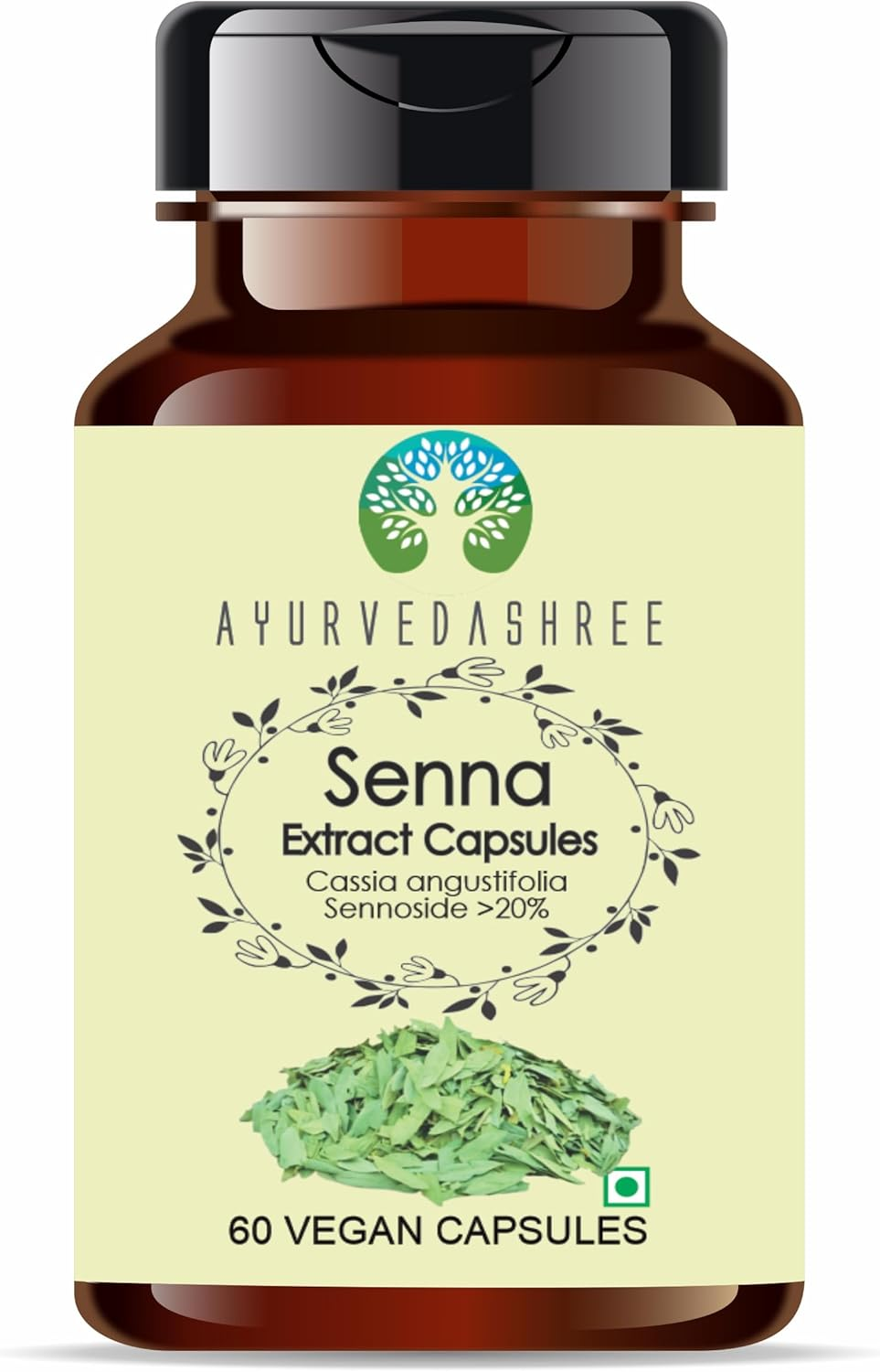 Senna Extract 500Mg - 60 Vegetarian Capsules | Cassia Agustifolia | All Natural | 100% Vegan | Gluten-Free | GMP Certified.