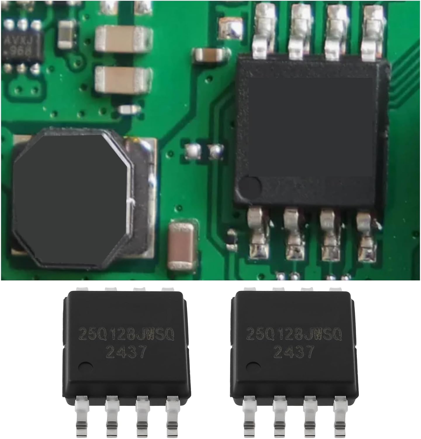 VGOL 2Pcs W25Q128JWSQ 128Mbit Serial Flash Memory Chip SOIC-8 Package SPI Interface for Embedded Systems and Data Storage Applications image number 1