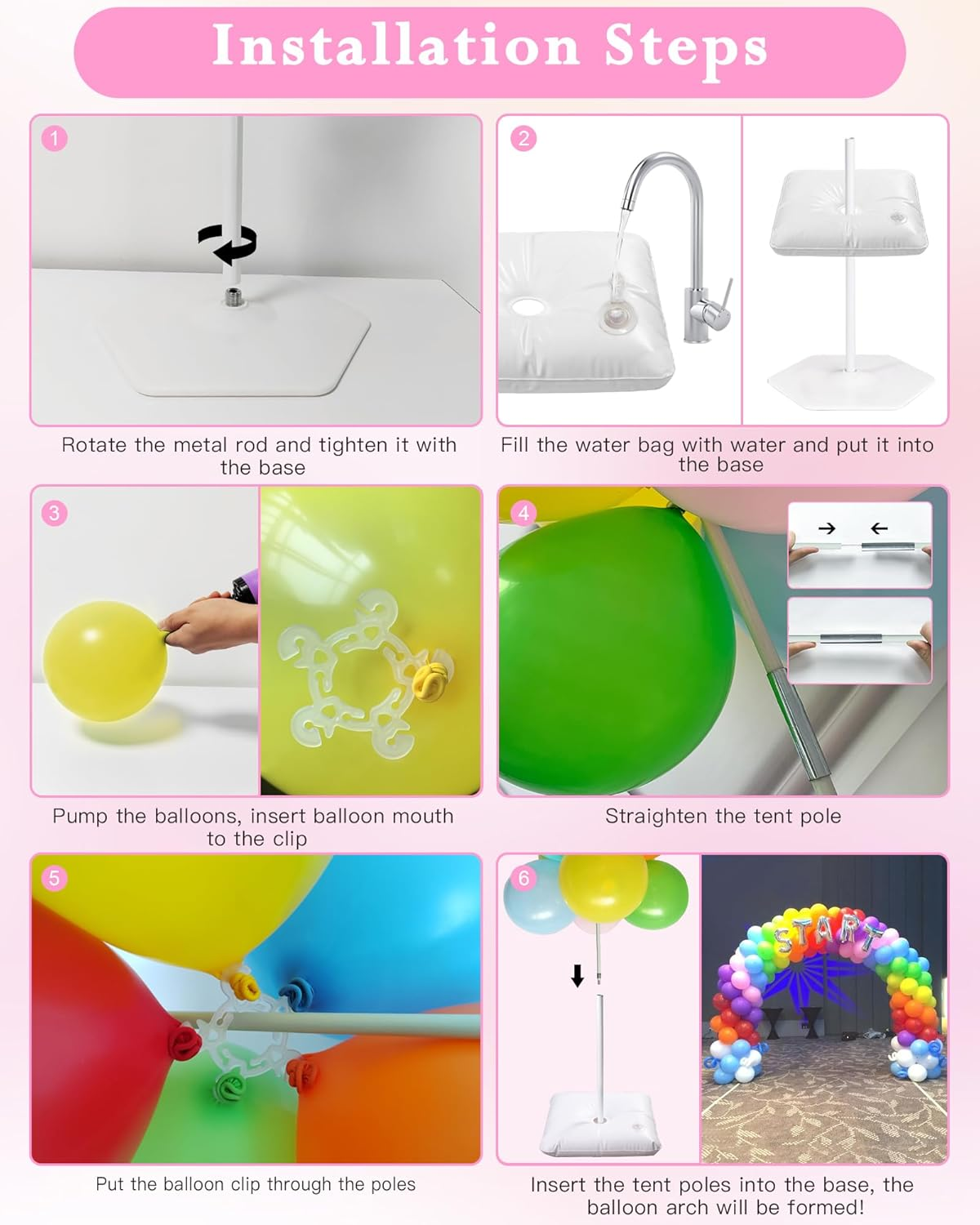 YALLOVE 21Ft Balloon Arch Stand Kit, Free Combination in Width and Height (E.G. 10Ft X 7.5Ft), Convenient to Assemble and Disassemble image number 4