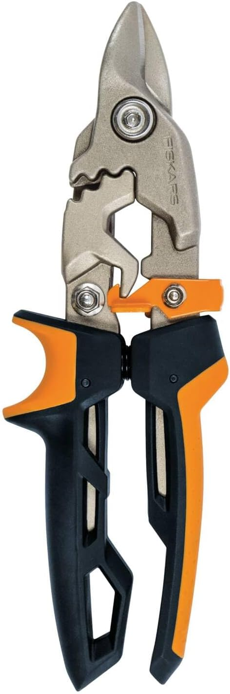 Fiskars Powergear 1027210 Tin Shears Offset Right Cut up to 40% More Strength 10" Heat Treated Steel/Plastic Black/Green/Orange image number 4