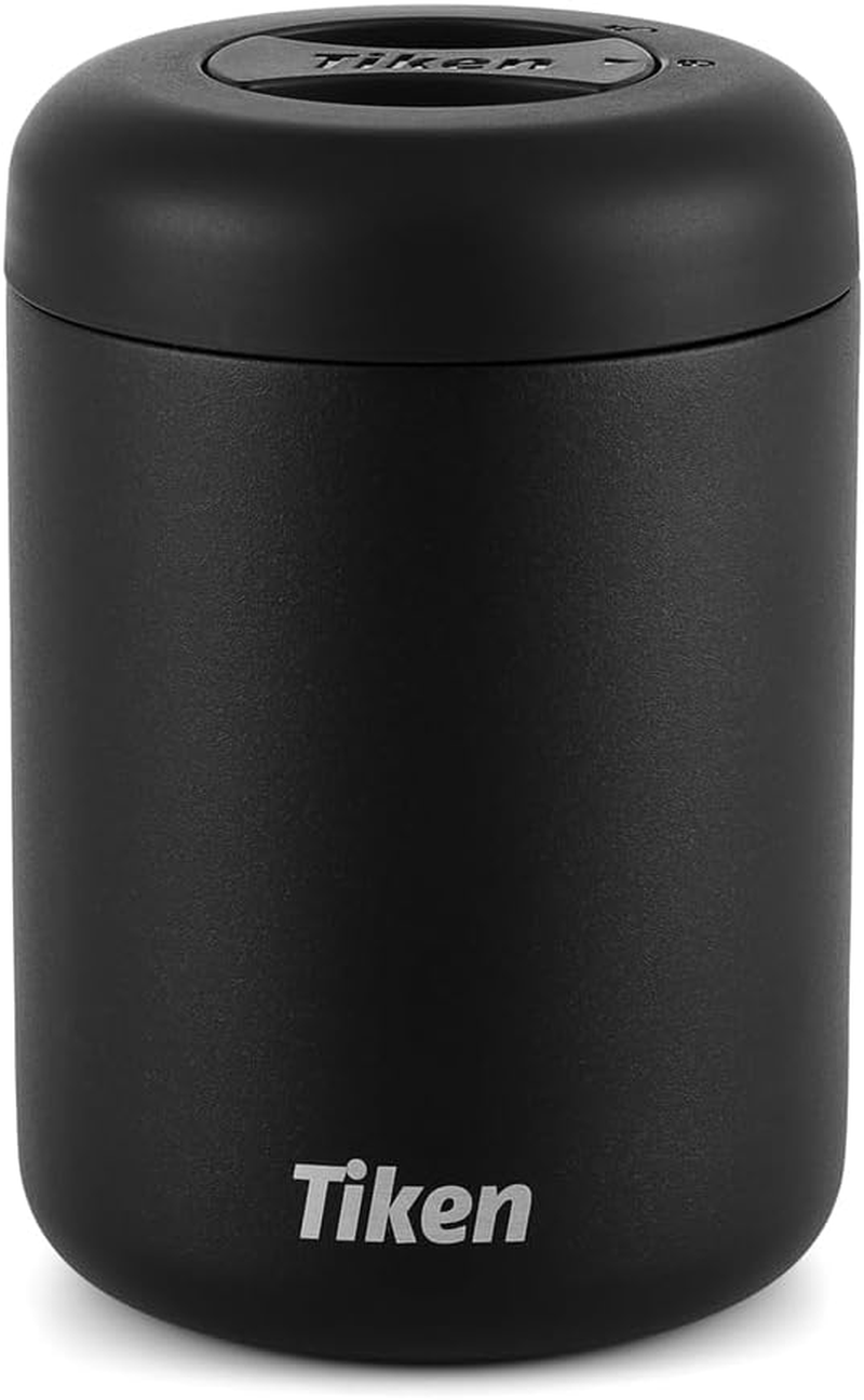 Tiken Airtight Coffee Canister Compact Size for Outdoors - Double Wall Stainless Steel, UV Blocking, Switchable to Food Storage Container 830Ml Black image number 3