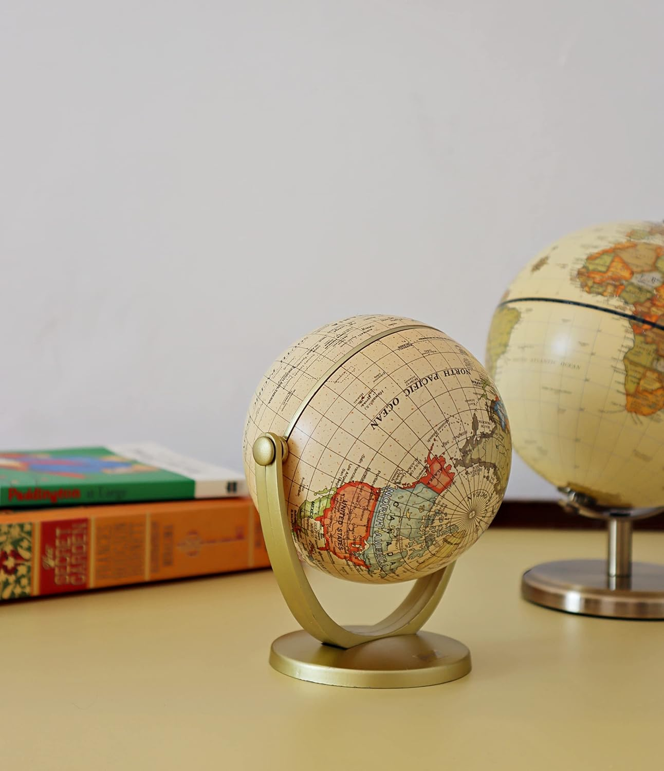 Exerz 10Cm Antique Globe - Mini Globe - Vintage Colour Modern Map (Diameter: 10Cm)