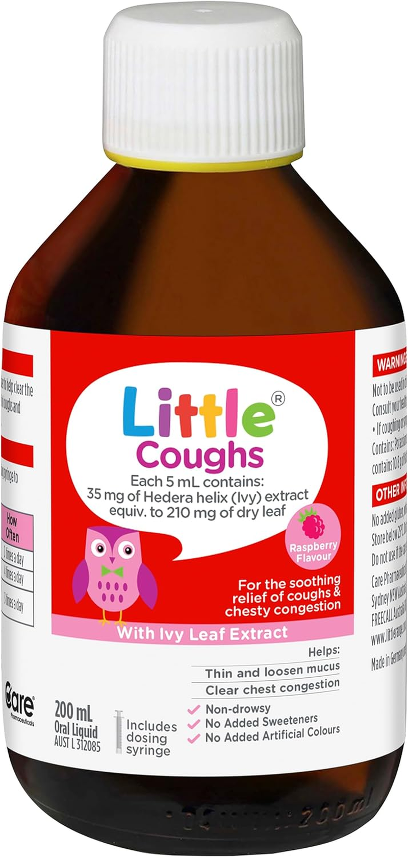 Little Coughs Original Raspberry Oral Liquid Bottle 200 Ml image number 4