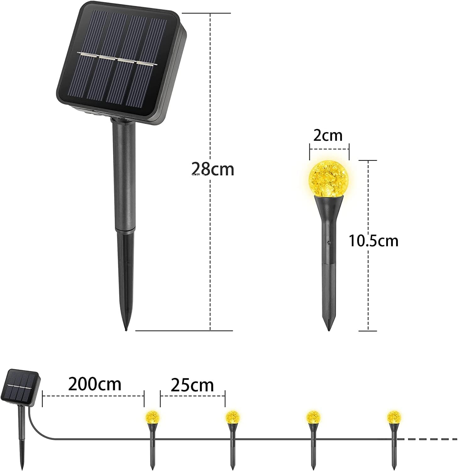30 Pack Solar Garden Lights Outdoor, Solar Pathway Lights 8 Modes Landscape Lights Solar Powered Bubble Lights for Christmas Yard Patio Pathway Party Decor (Warm White) image number 4