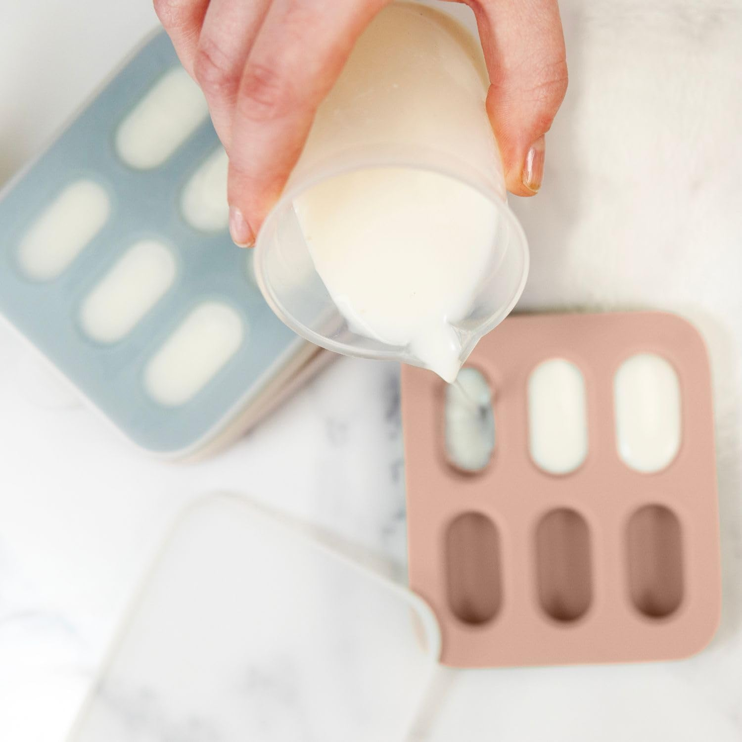 Cherub Baby Silicone Nibble Freezer Tray for Baby, Kids and Toddler - Ideal for Freezing Purees, Homemade Baby Food, Breast Milk and Ice Cubes - Dishwasher & Freezer Safe 2PK (Dusty Rose & Sand) image number 4