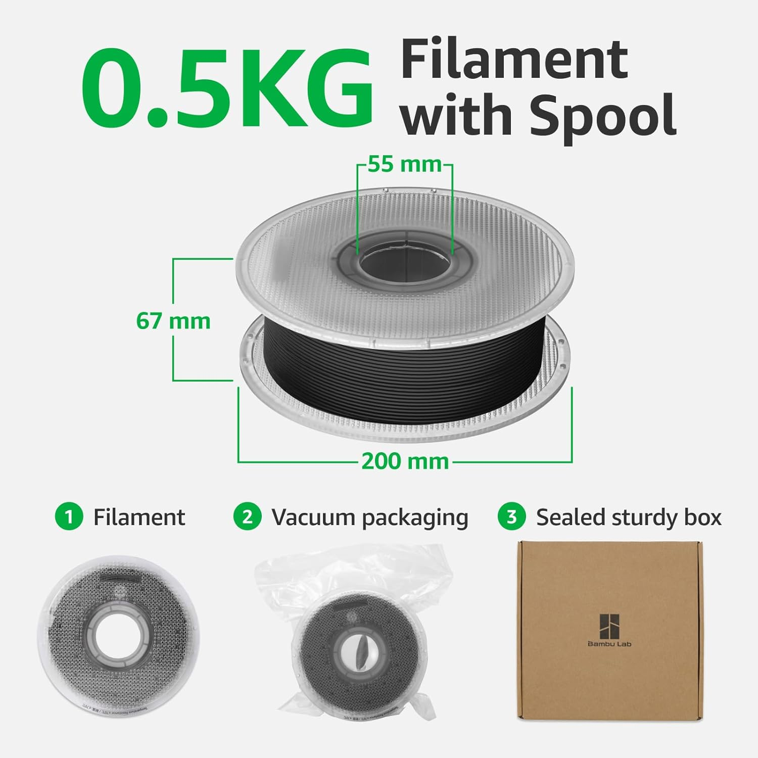 Bambu Lab PVA 3D Printer Filament, Water Soluble 3D Printing Support Filament, Dissolvable Support Material for All PLA & PETG, 1.75Mm +/- 0.03Mm 3D Print Material with Reusable Spool, 0.5Kg Clear image number 3