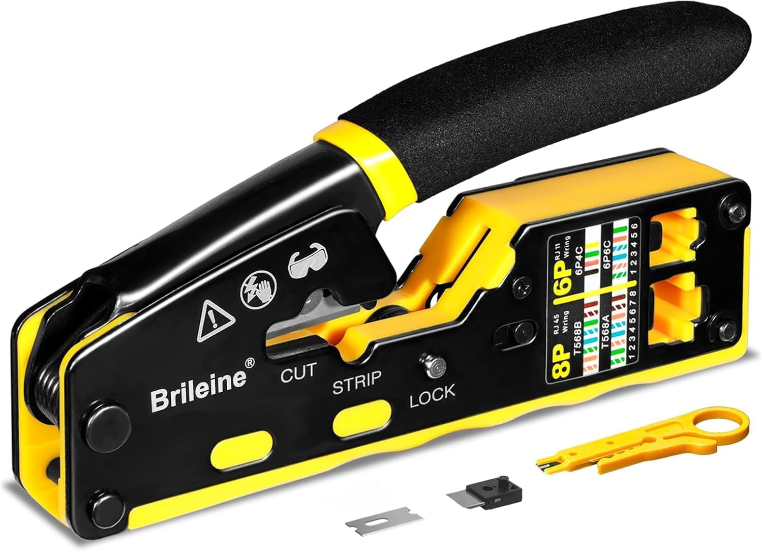 RJ45 Crimp Tool Pass through Ethernet Crimper for RJ45 Connectors / Cat6 Cat6A Cat5 Cat5E Connector Ethernet Crimpe Tool Kit with Mini Cable Stripper image number 1