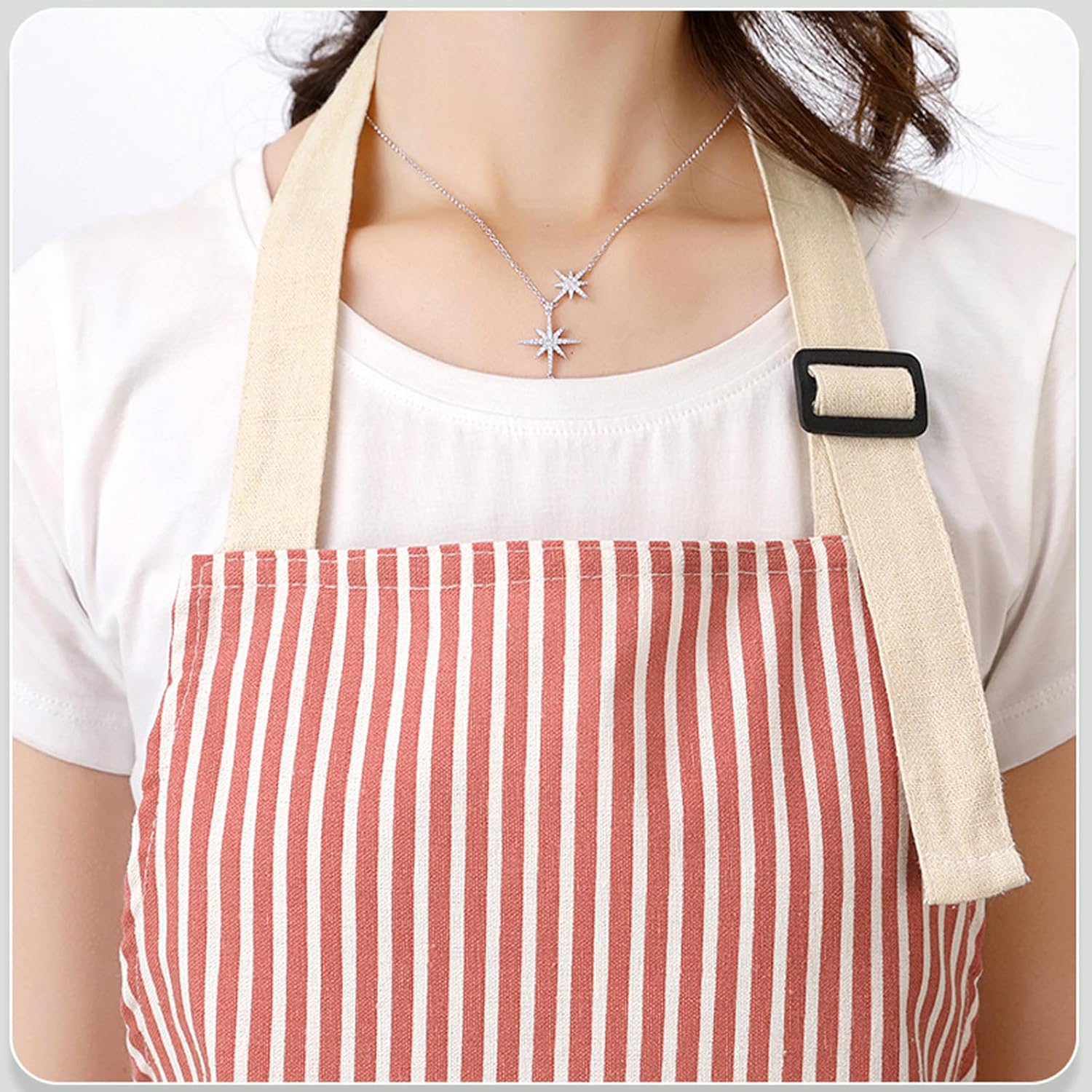 2 Packs Adjustable Apron Bib, Kitchen Cooking Aprons with Big Pocket for Women Men, Chef, Kitchen, Home, Restaurant, Cafe, Cooking, Baking (Streak/Blue & Red)