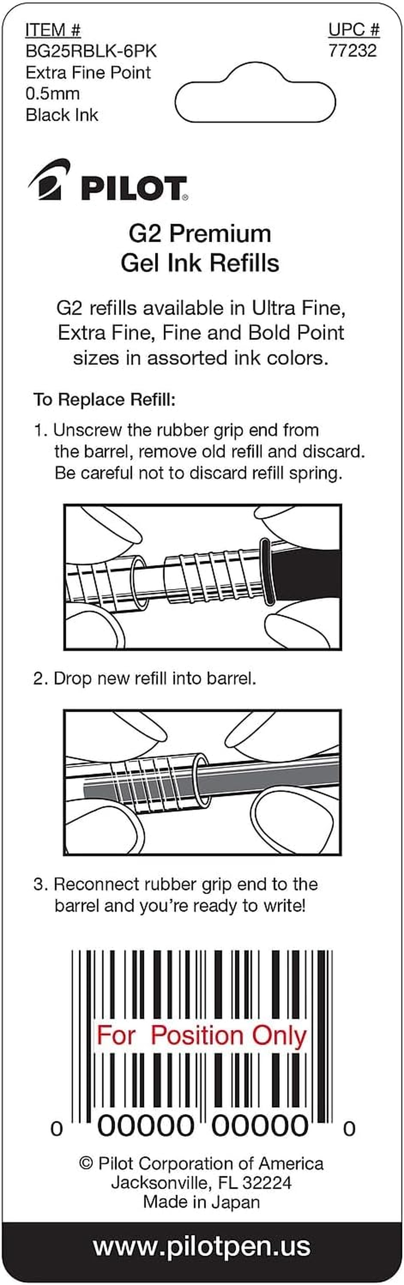 Pilot, G2 Gel Ink Refills, Extra Fine Point 0.5 Mm, Black, Pack of 2 image number 4