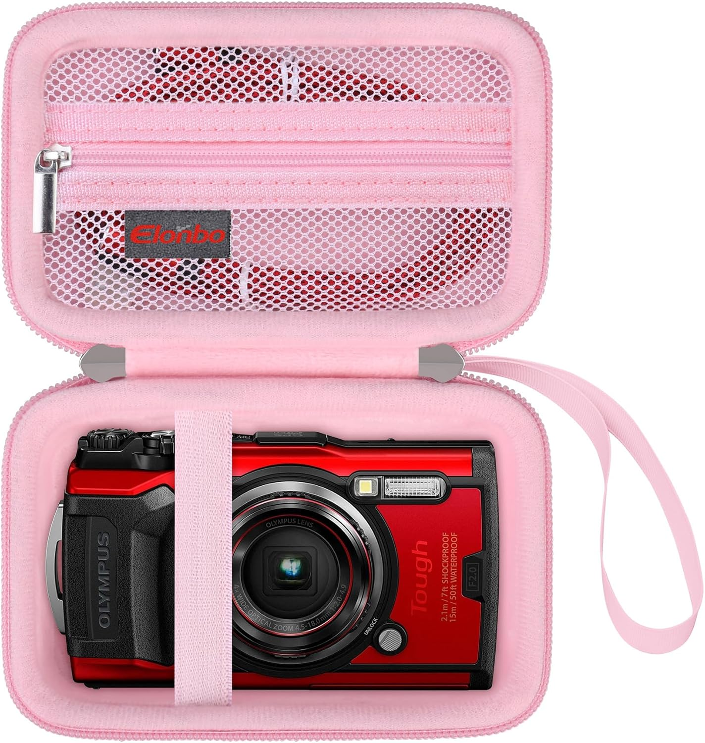 Elonbo Carrying Case for OM System Tough TG-7 / OM System Olympus TG-6 Underwater Camera, Rugged Waterproof Shockproof Wifi 4K Video Digital Camera Storage Cover Travel Bag, Black