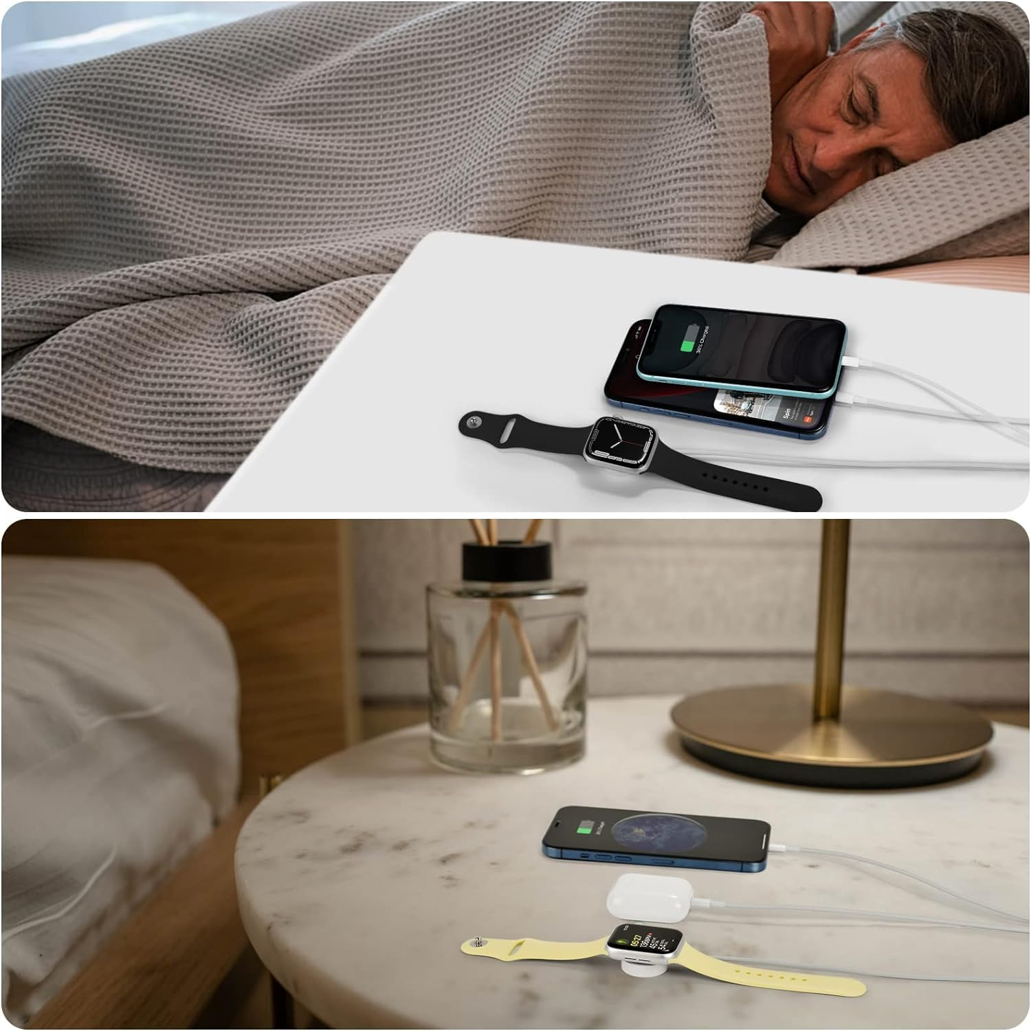 Watch Charger Cable Compatible for Apple Watch Series 8 7 6 5 4 3 2 1 SE1 SE2, Watch Charging Cord,3 in 1 Portable Phone and Watch Charger for 14/13/12/11/Pro/Max/Xs/X/Airpods/Pad Series, 4.9Ft/1.5M