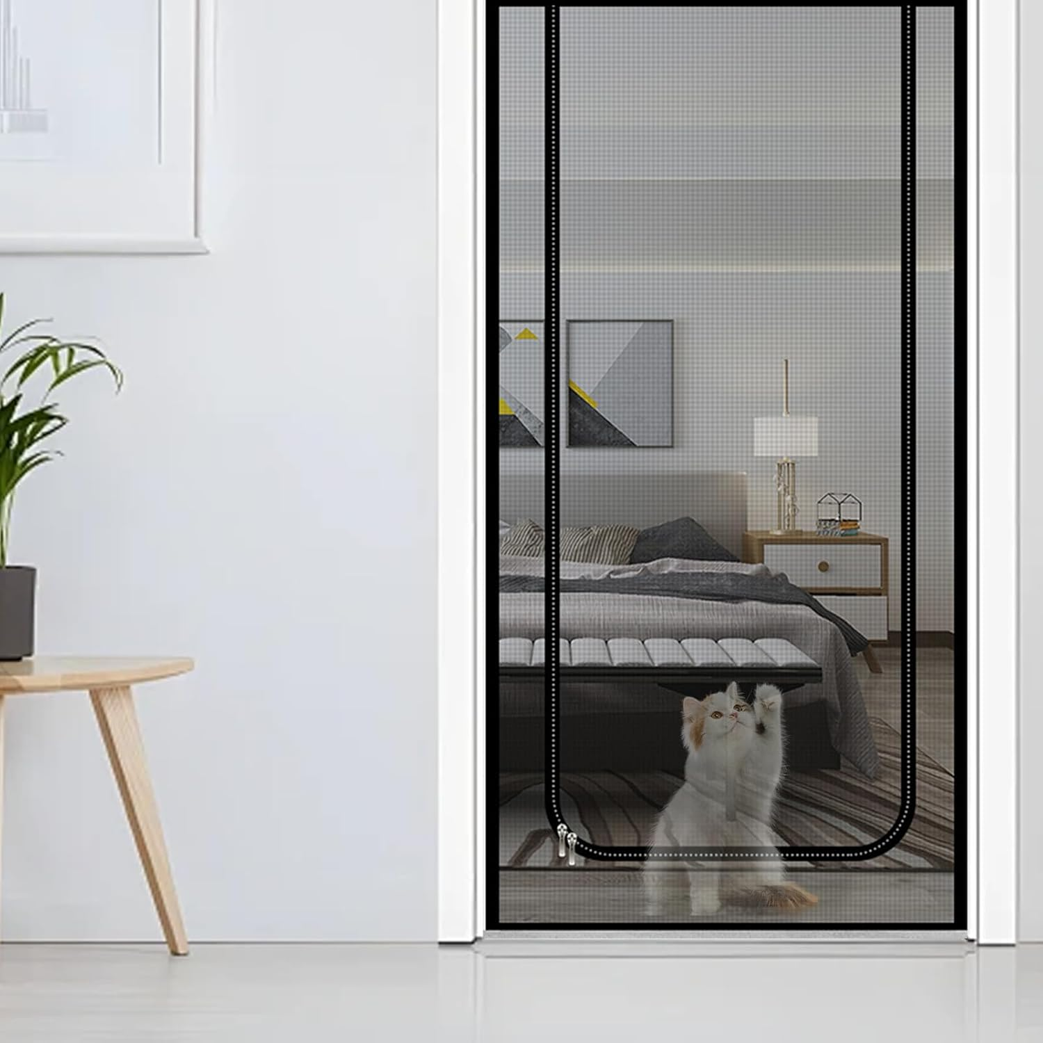 Reinforced Cat Screen Door, 80 Cm X 200 Cm, Pet Safe Mesh Door, Cat Gate Balcony Door, Pets Screen Door with Zip, Prevents Dogs and Cats from Leaking from Home image number 5
