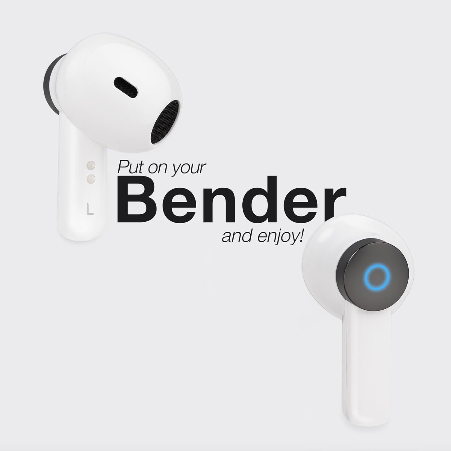 TOOQ TQBWH-0031W - Bender Wireless Bluetooth Headphones with Microphone with Charging Case, Wireless Headphones for Iphone/Ios/Android, White image number 1