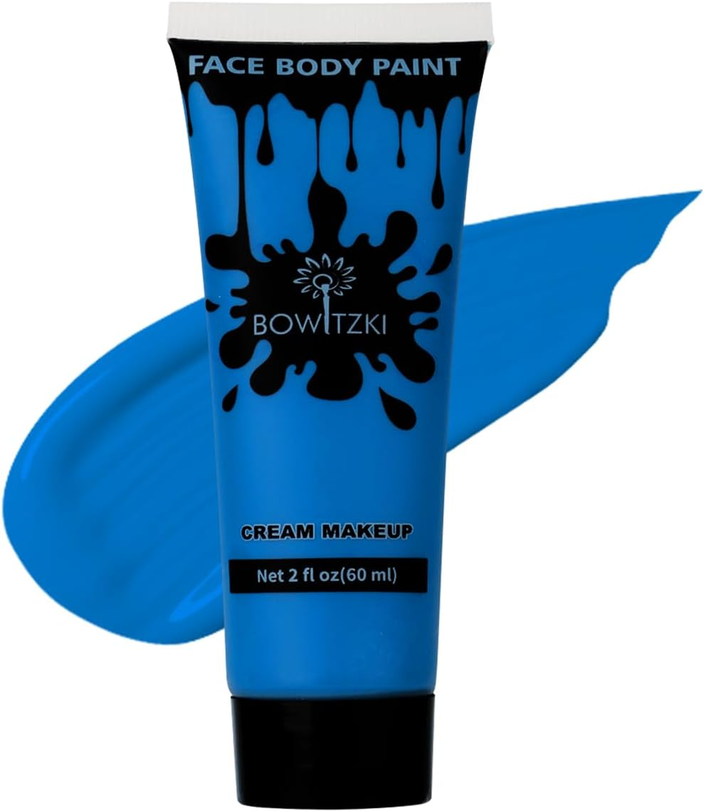 Bowitzki 60Ml Face and Body Paint 2Oz Cream Makeup 60Ml Water Based Face Painting Special Effects for Adults Children Kids Halloween Christmas Party Stage Cosplay (Blue)